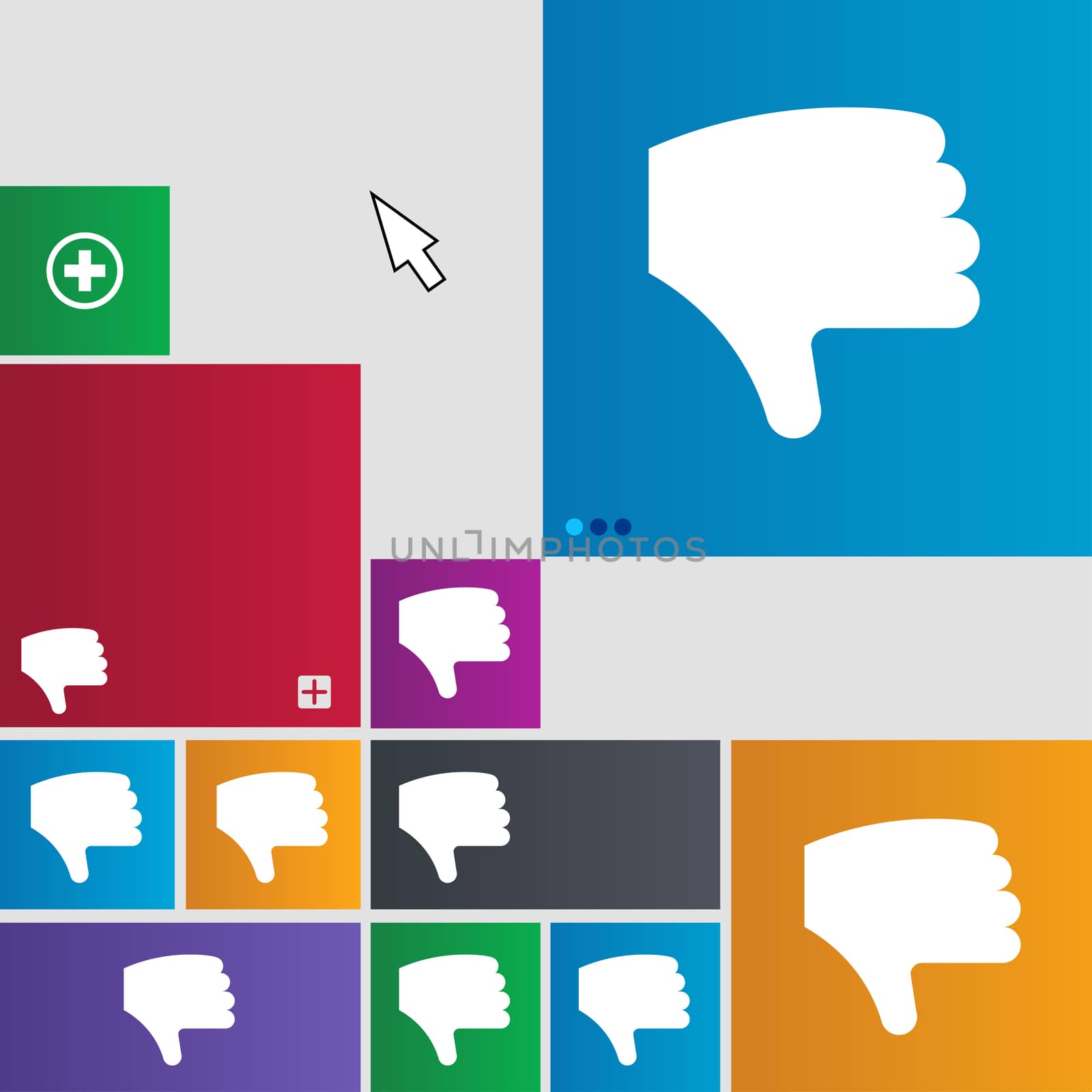 Dislike, Thumb down, Hand finger down icon sign. buttons. Modern interface website buttons with cursor pointer.  by serhii_lohvyniuk