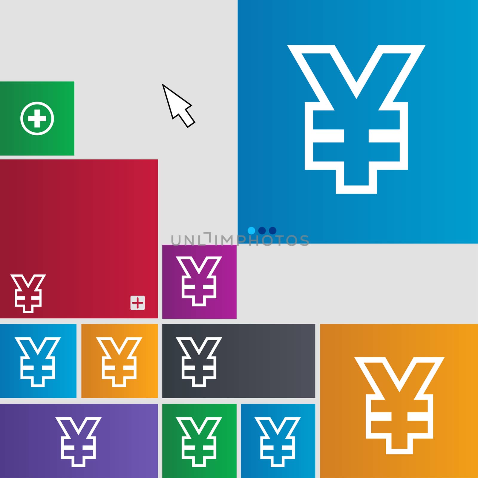Yen JPY icon sign. buttons. Modern interface website buttons with cursor pointer. illustration