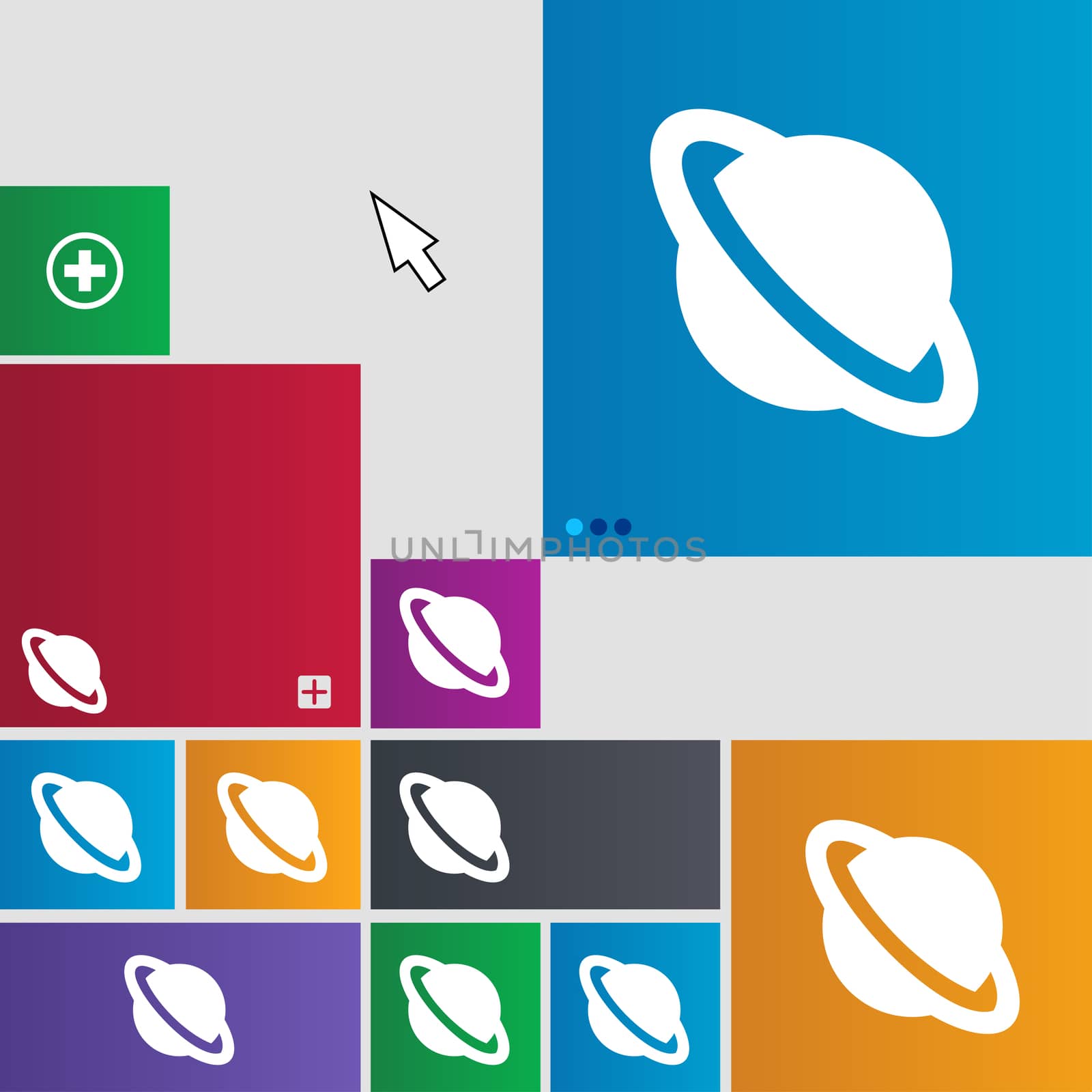 Jupiter planet icon sign. buttons. Modern interface website buttons with cursor pointer. illustration
