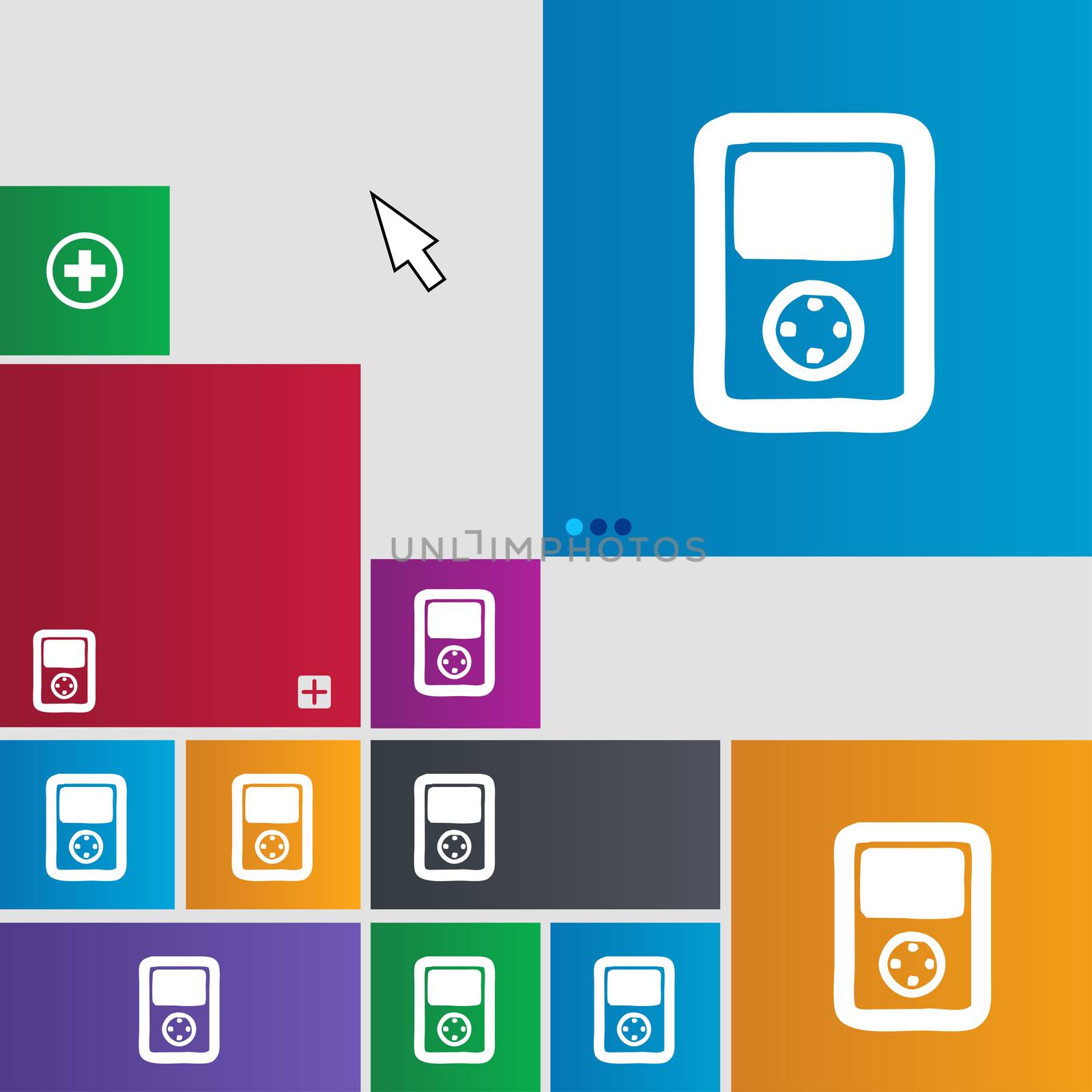 Tetris, video game console icon sign. buttons. Modern interface website buttons with cursor pointer. illustration