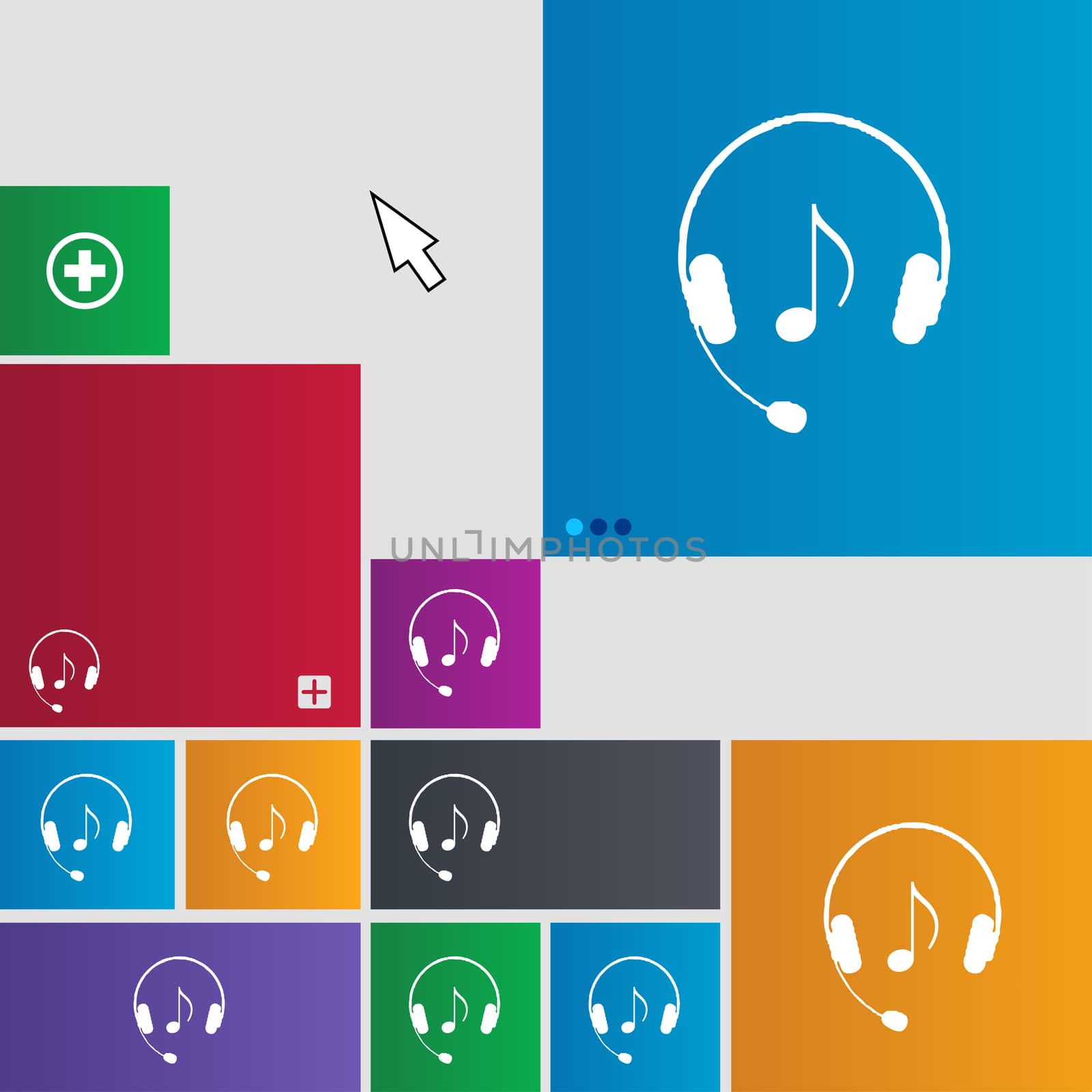 headsets icon sign. buttons. Modern interface website buttons with cursor pointer. illustration