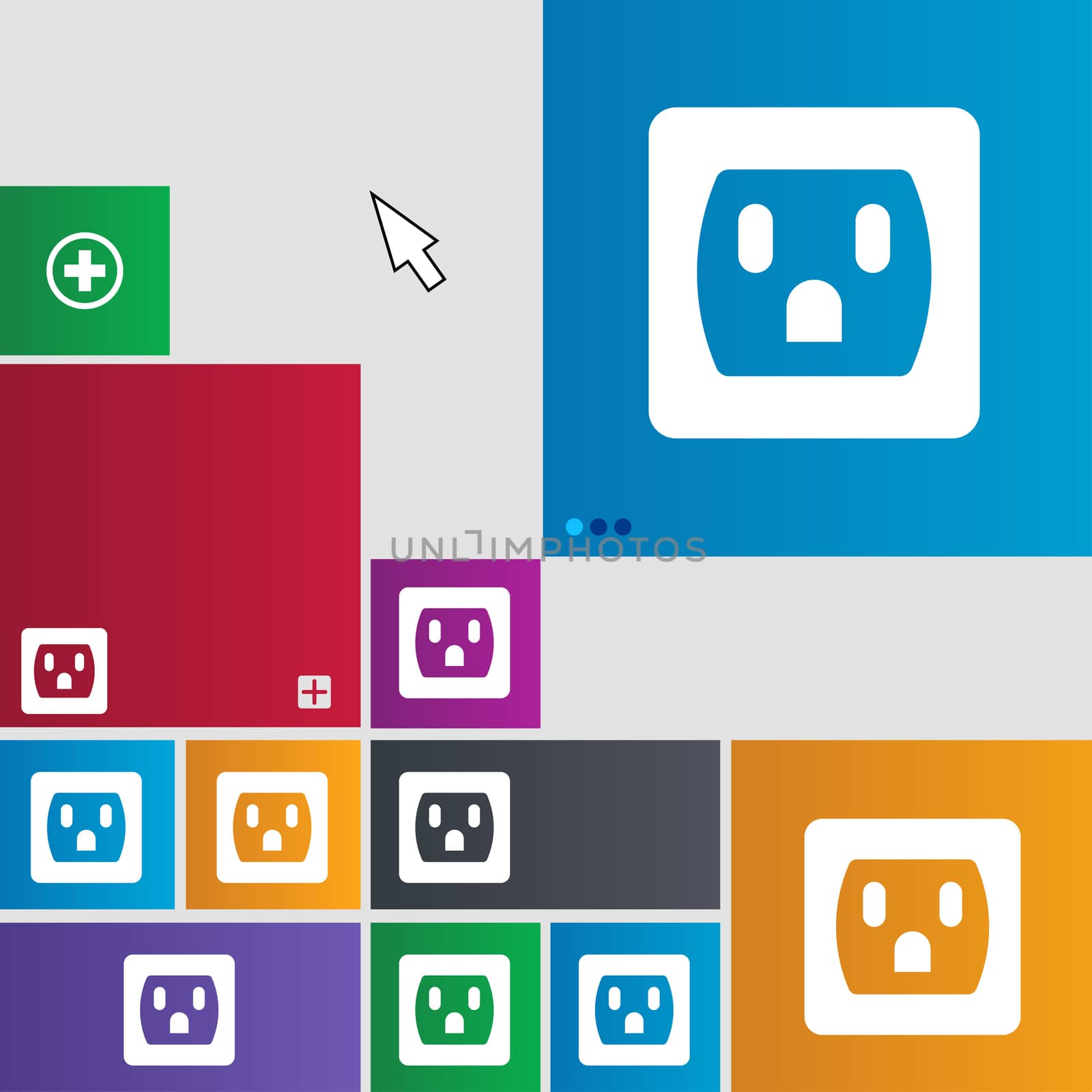 Electric plug, Power energy icon sign. buttons. Modern interface website buttons with cursor pointer. illustration