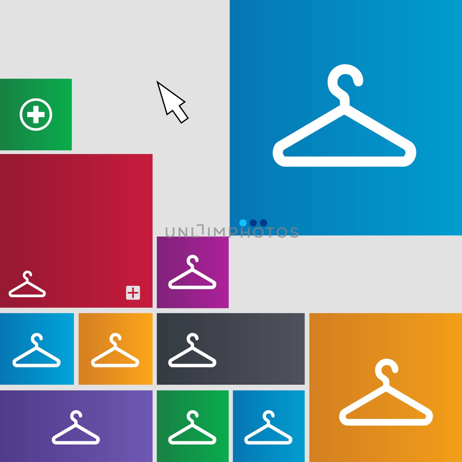clothes hanger icon sign. buttons. Modern interface website buttons with cursor pointer. illustration