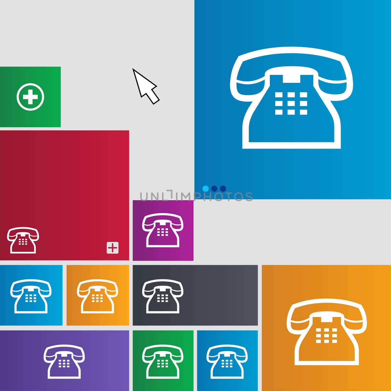 retro telephone handset icon sign. buttons. Modern interface website buttons with cursor pointer. illustration