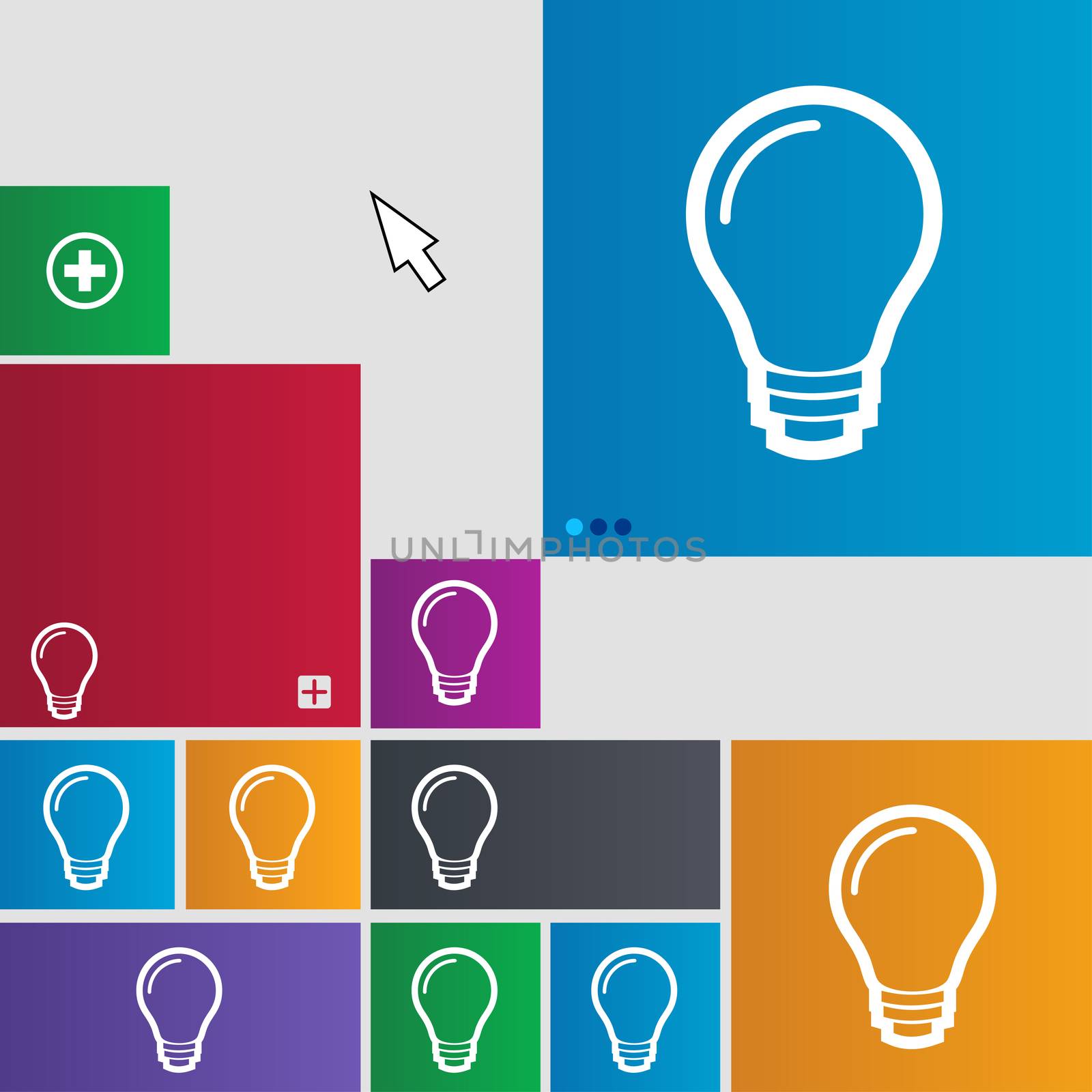Light bulb icon sign. buttons. Modern interface website buttons with cursor pointer. illustration