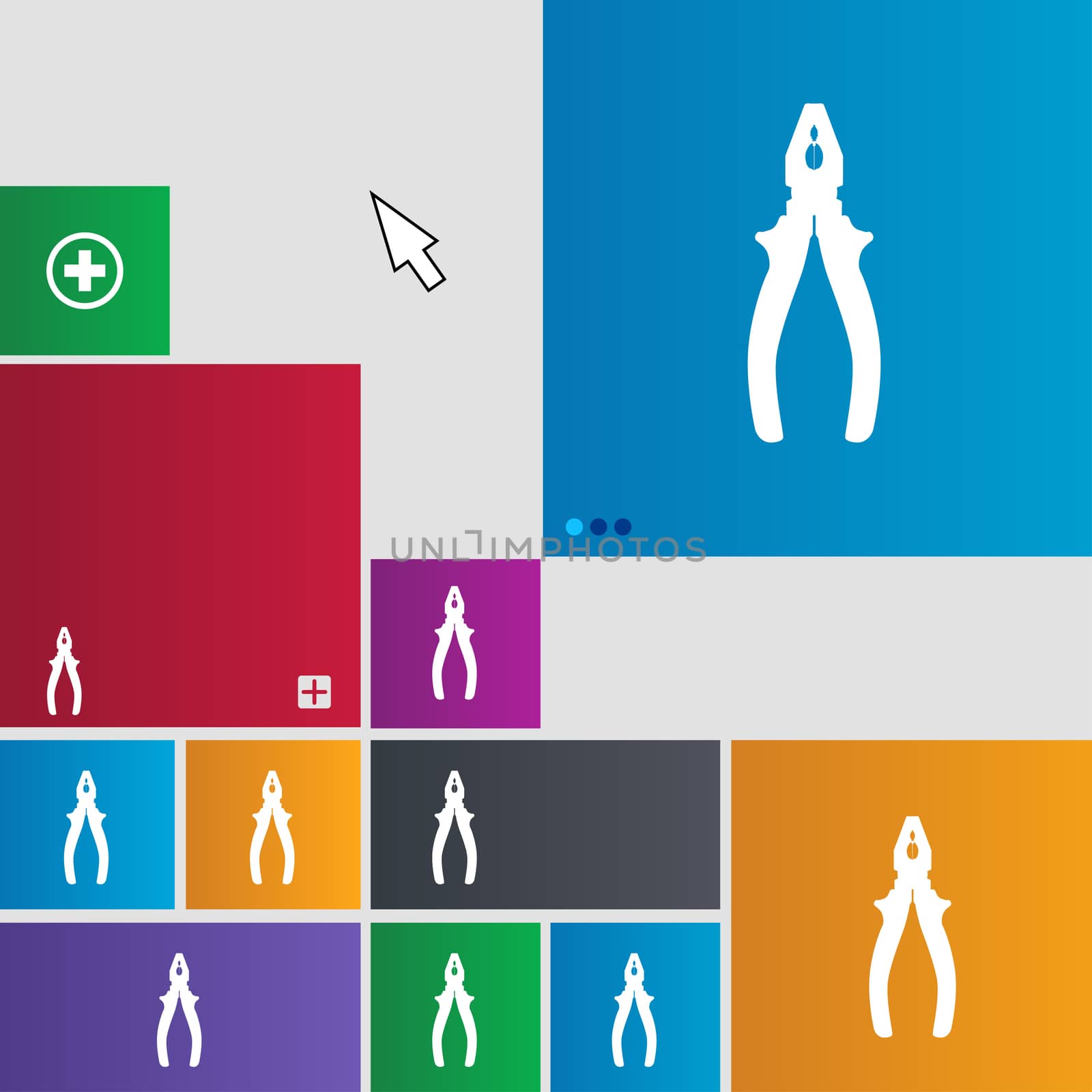 pliers icon sign. buttons. Modern interface website buttons with cursor pointer. illustration