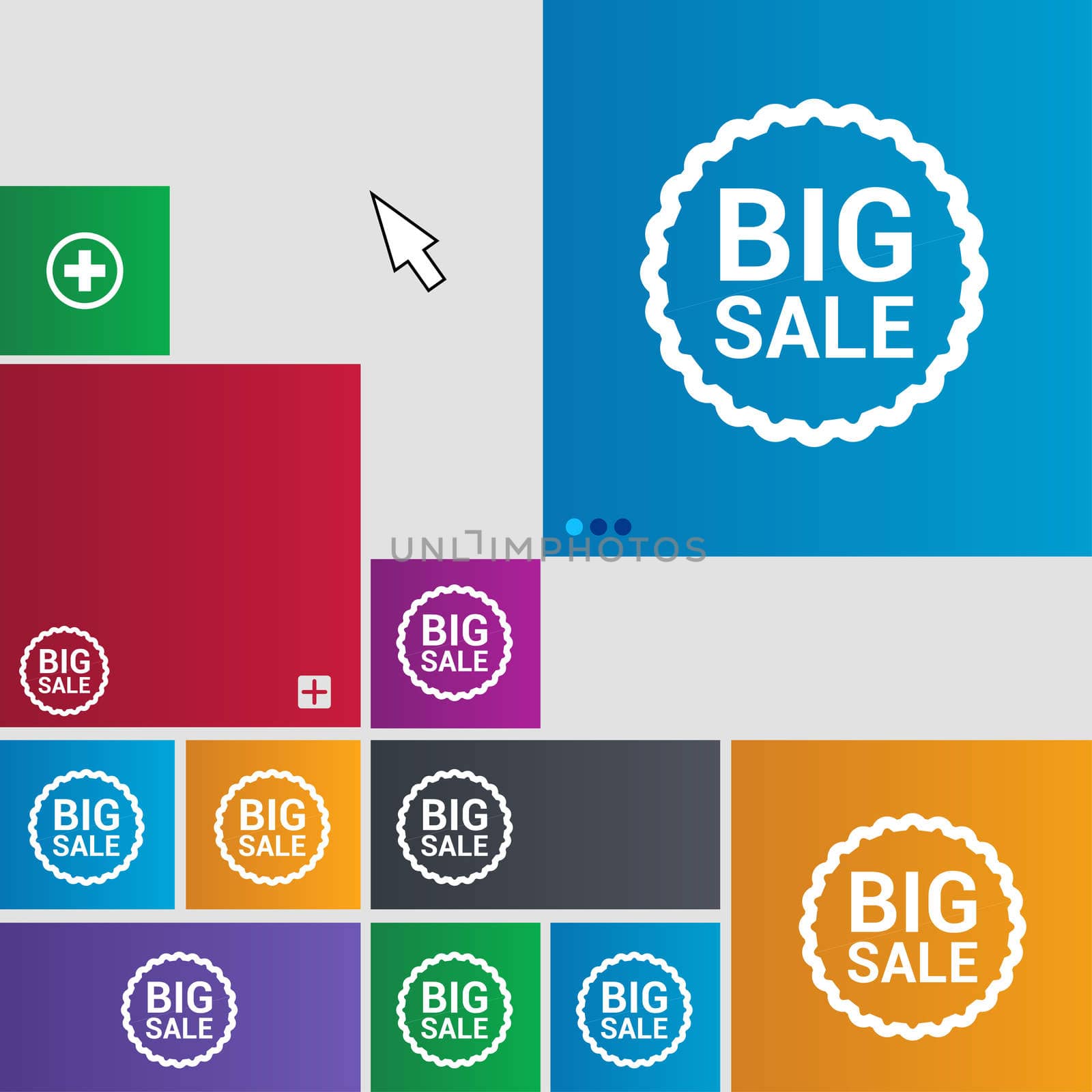 Big sale icon sign. buttons. Modern interface website buttons with cursor pointer. illustration