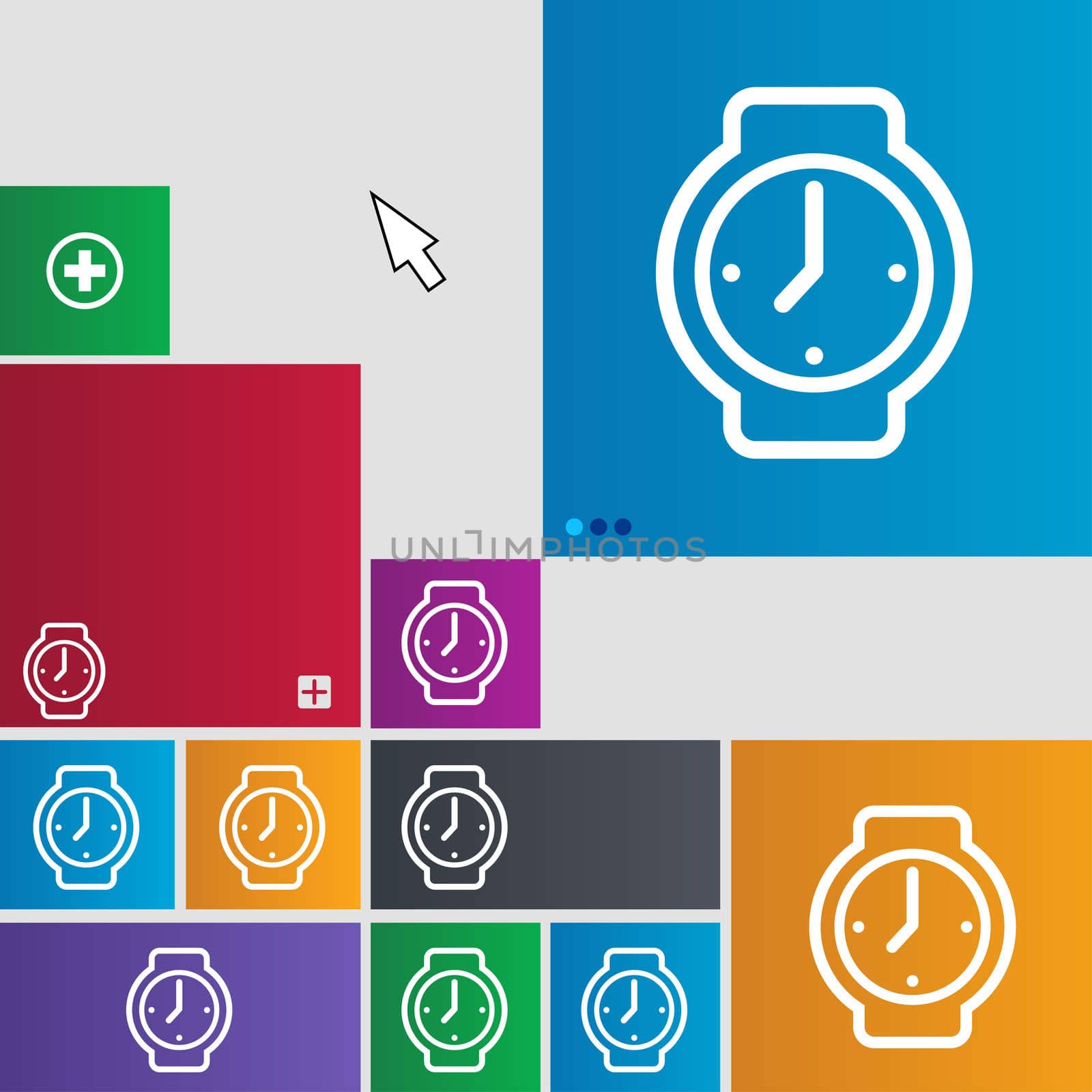 watches icon sign. buttons. Modern interface website buttons with cursor pointer. illustration