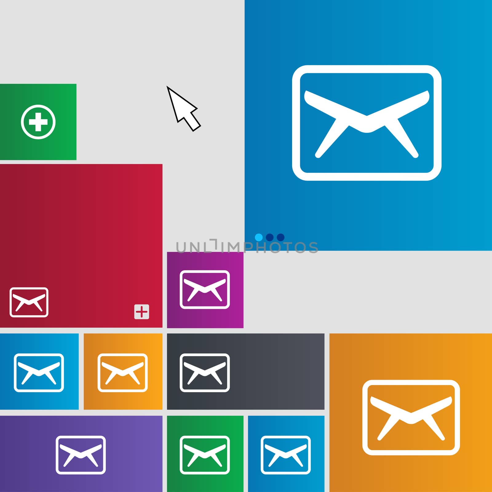 Mail, Envelope, Message icon sign. buttons. Modern interface website buttons with cursor pointer.  by serhii_lohvyniuk