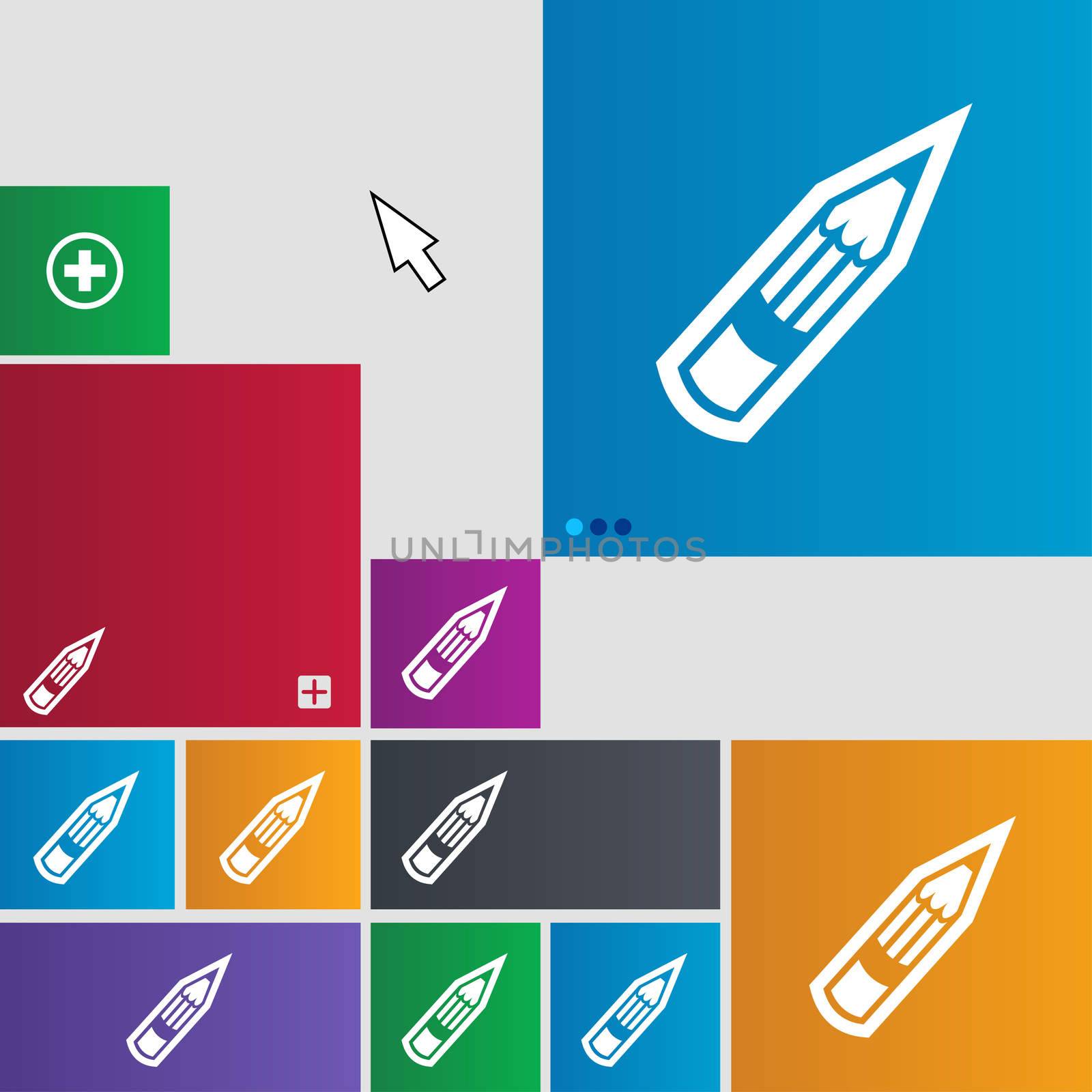 Pencil icon sign. buttons. Modern interface website buttons with cursor pointer. illustration