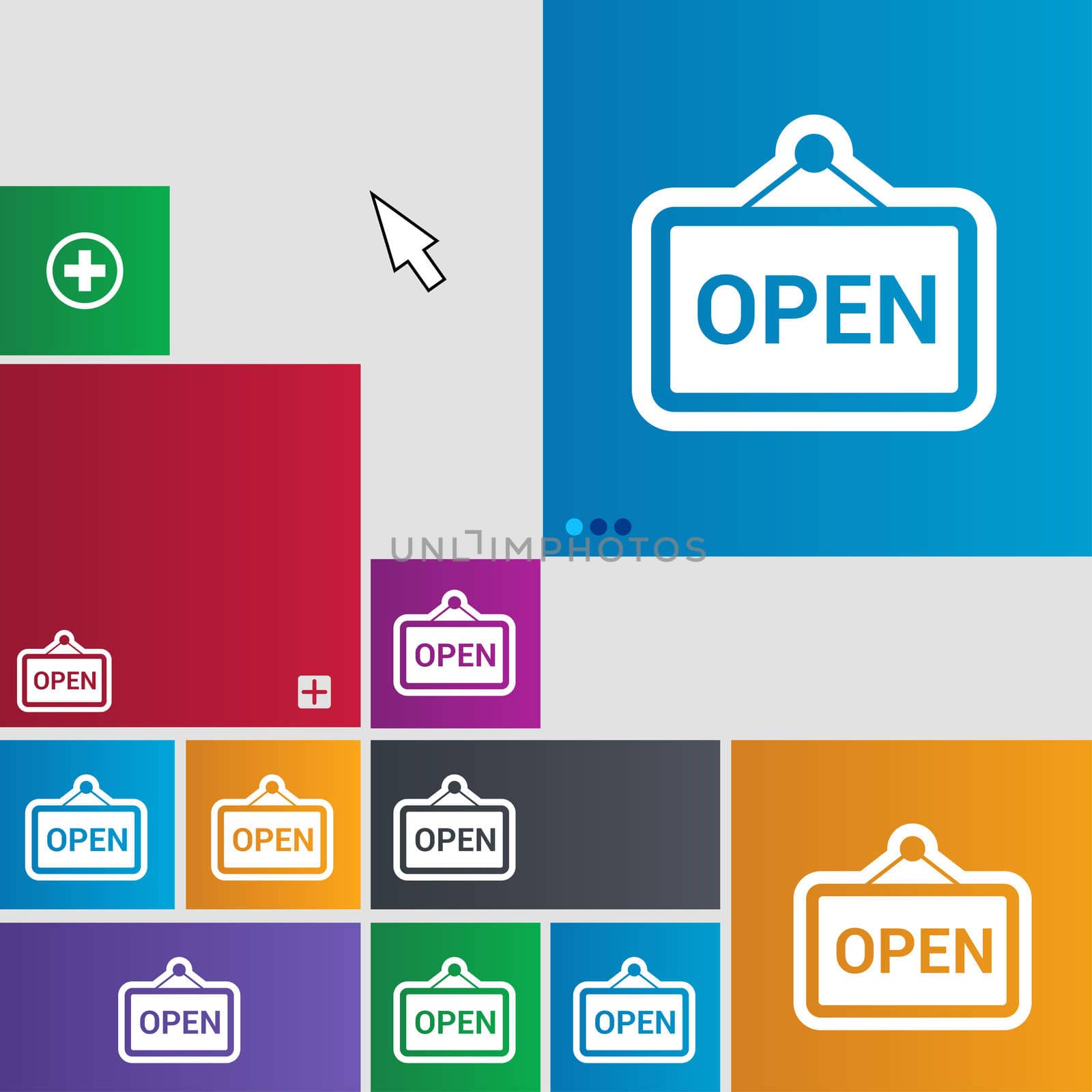 open icon sign. buttons. Modern interface website buttons with cursor pointer.  by serhii_lohvyniuk