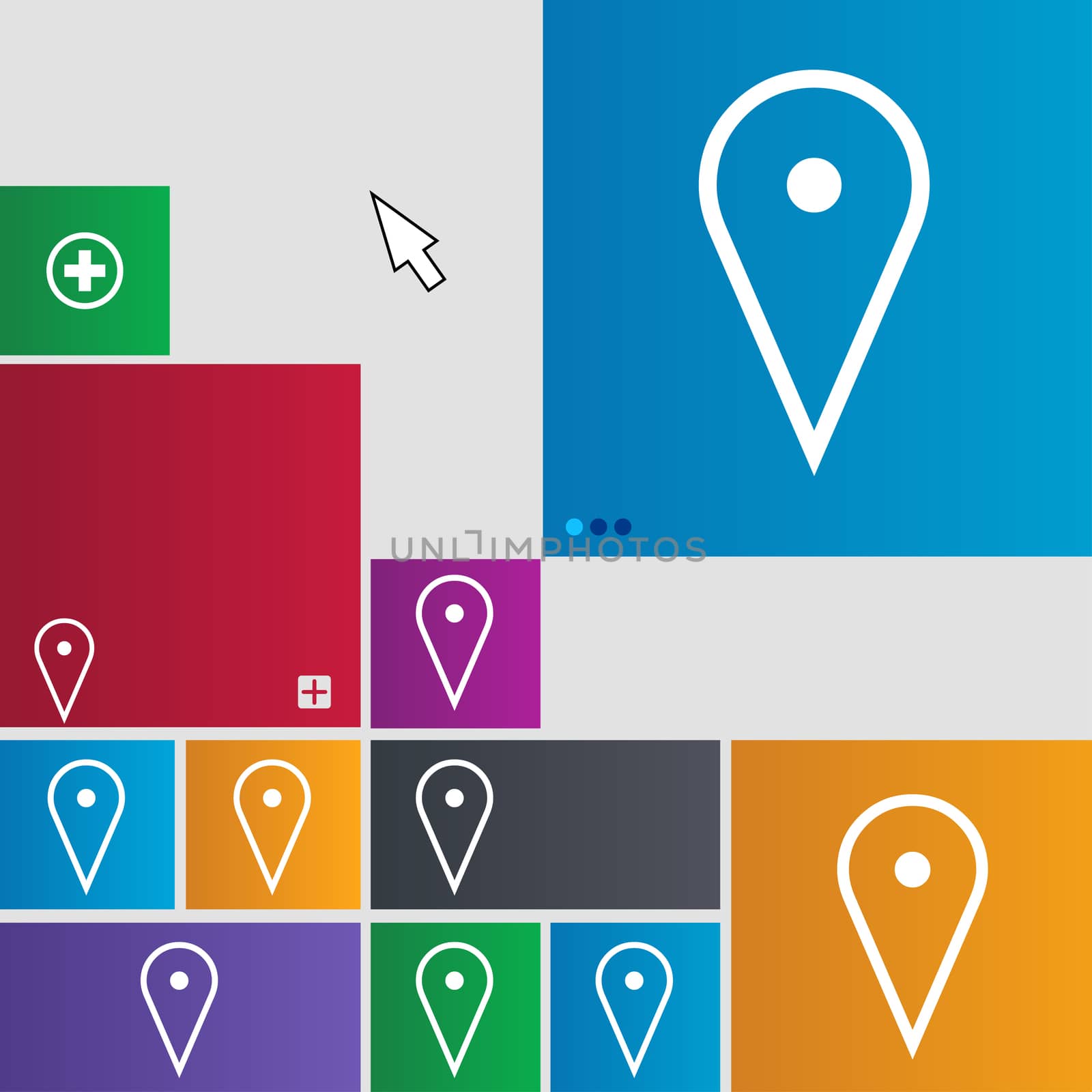 map poiner icon sign. buttons. Modern interface website buttons with cursor pointer. illustration