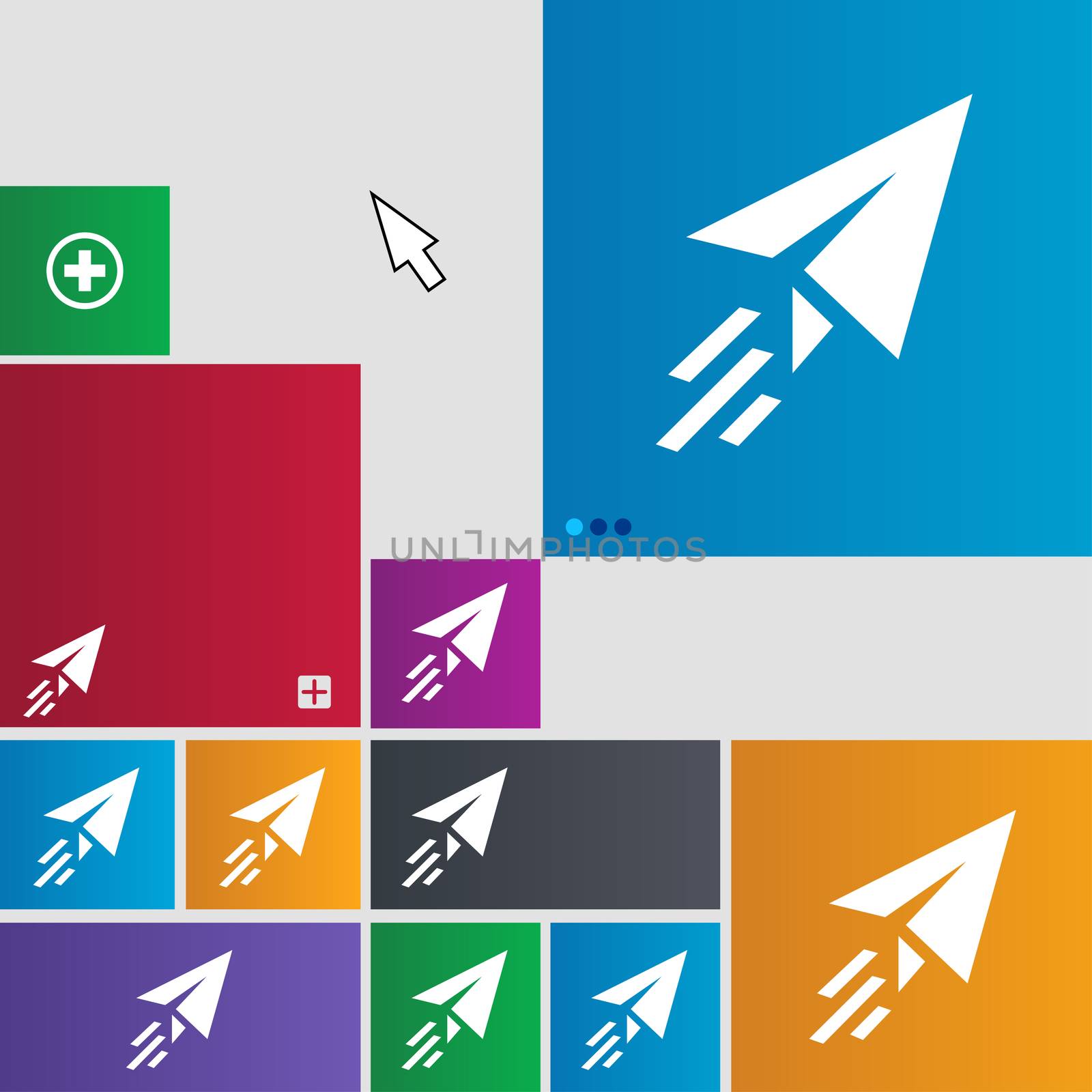 Paper airplane icon sign. buttons. Modern interface website buttons with cursor pointer. illustration