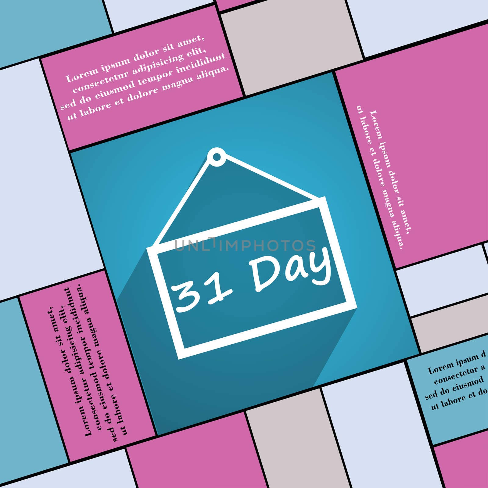 Calendar day, 31 days icon symbol Flat modern web design with long shadow and space for your text. illustration