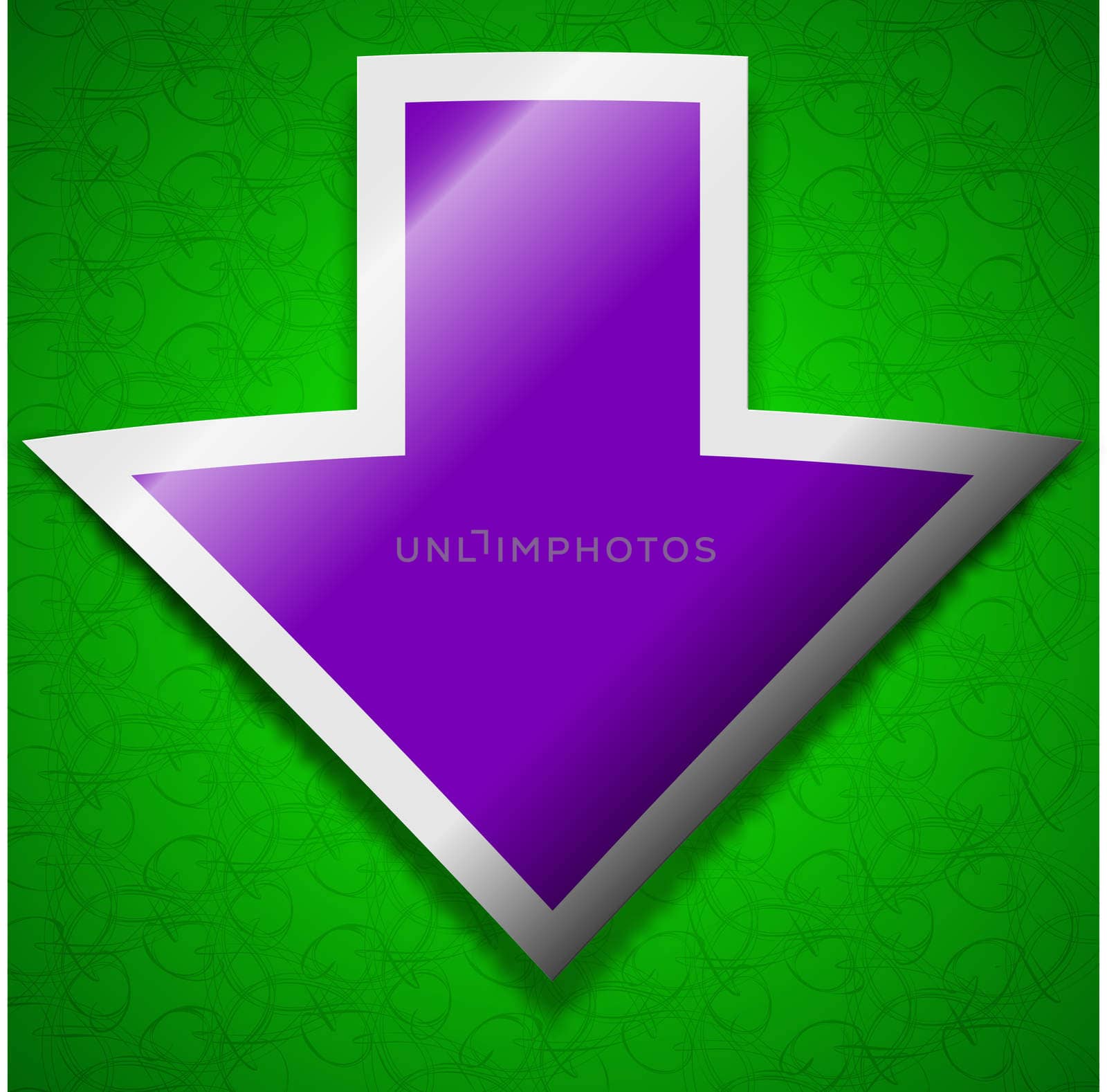 Download icon sign. Symbol chic colored sticky label on green background.  by serhii_lohvyniuk