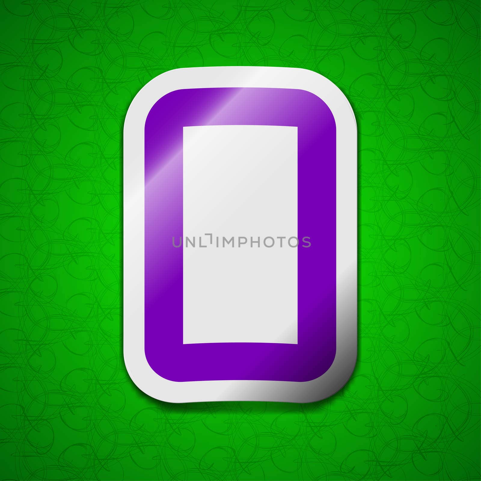 zero icon sign. Symbol chic colored sticky label on green background. illustration