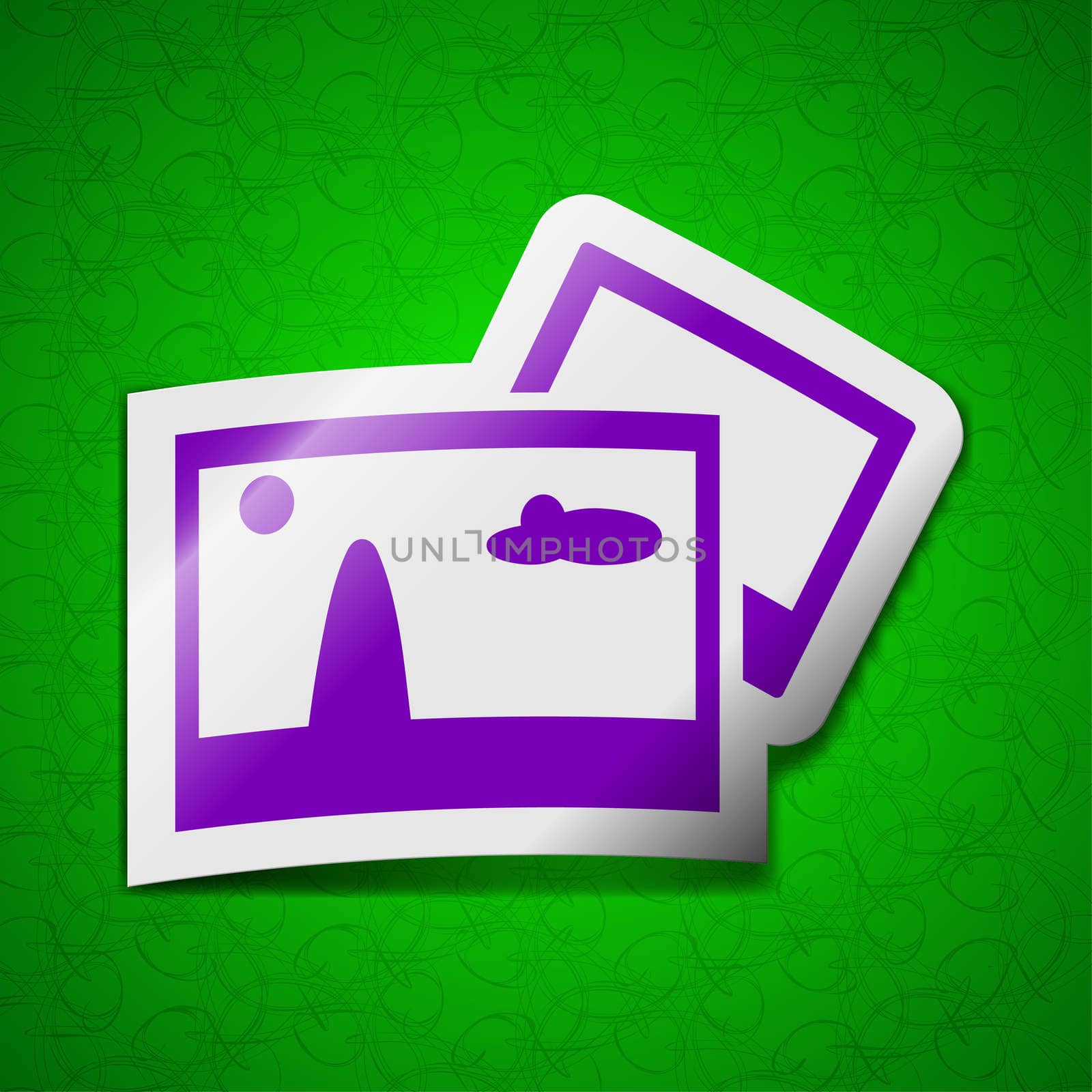 Copy File JPG icon sign. Symbol chic colored sticky label on green background. illustration