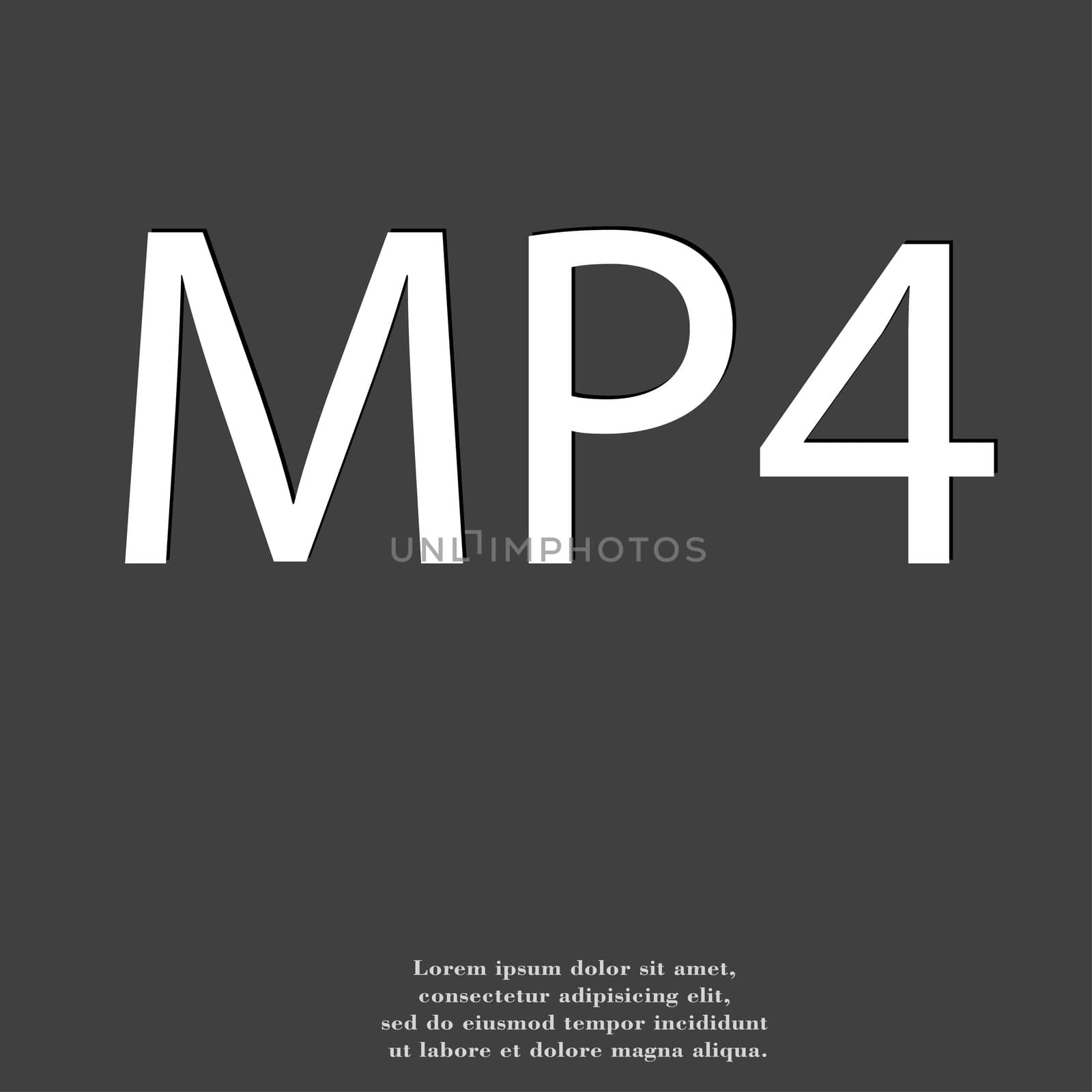Mpeg4 video format icon symbol Flat modern web design with long shadow and space for your text. illustration