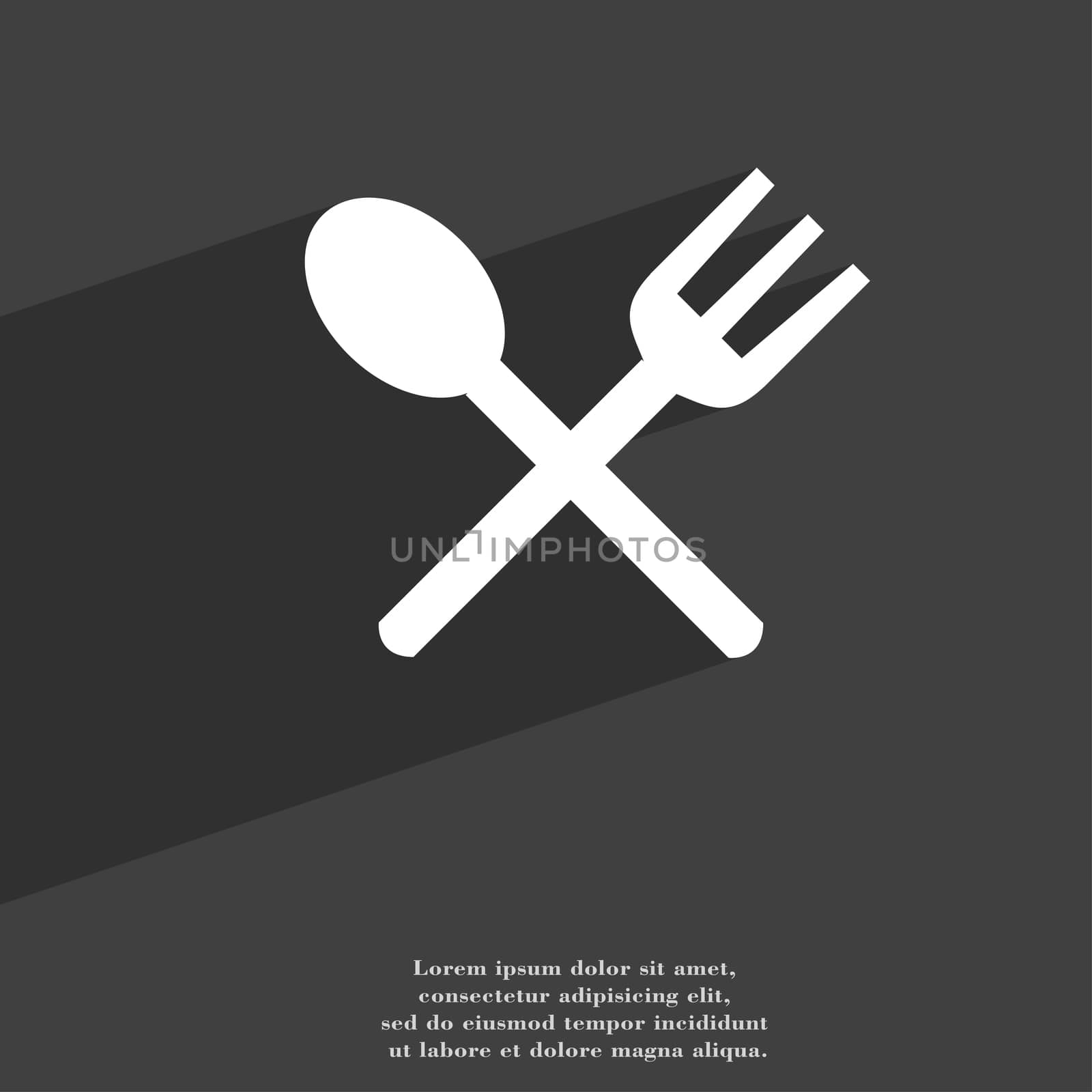 Fork and spoon crosswise, Cutlery, Eat icon symbol Flat modern web design with long shadow and space for your text. illustration
