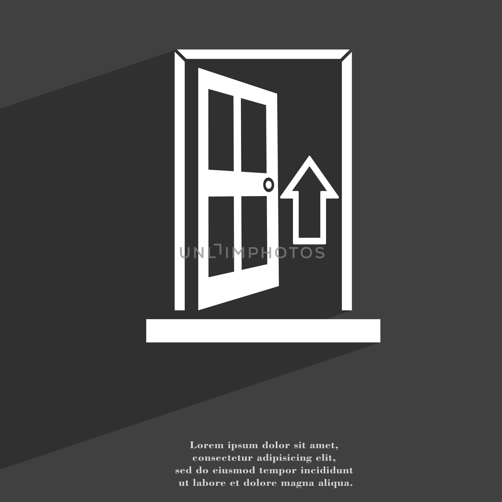 Door, Enter or exit icon symbol Flat modern web design with long shadow and space for your text. illustration