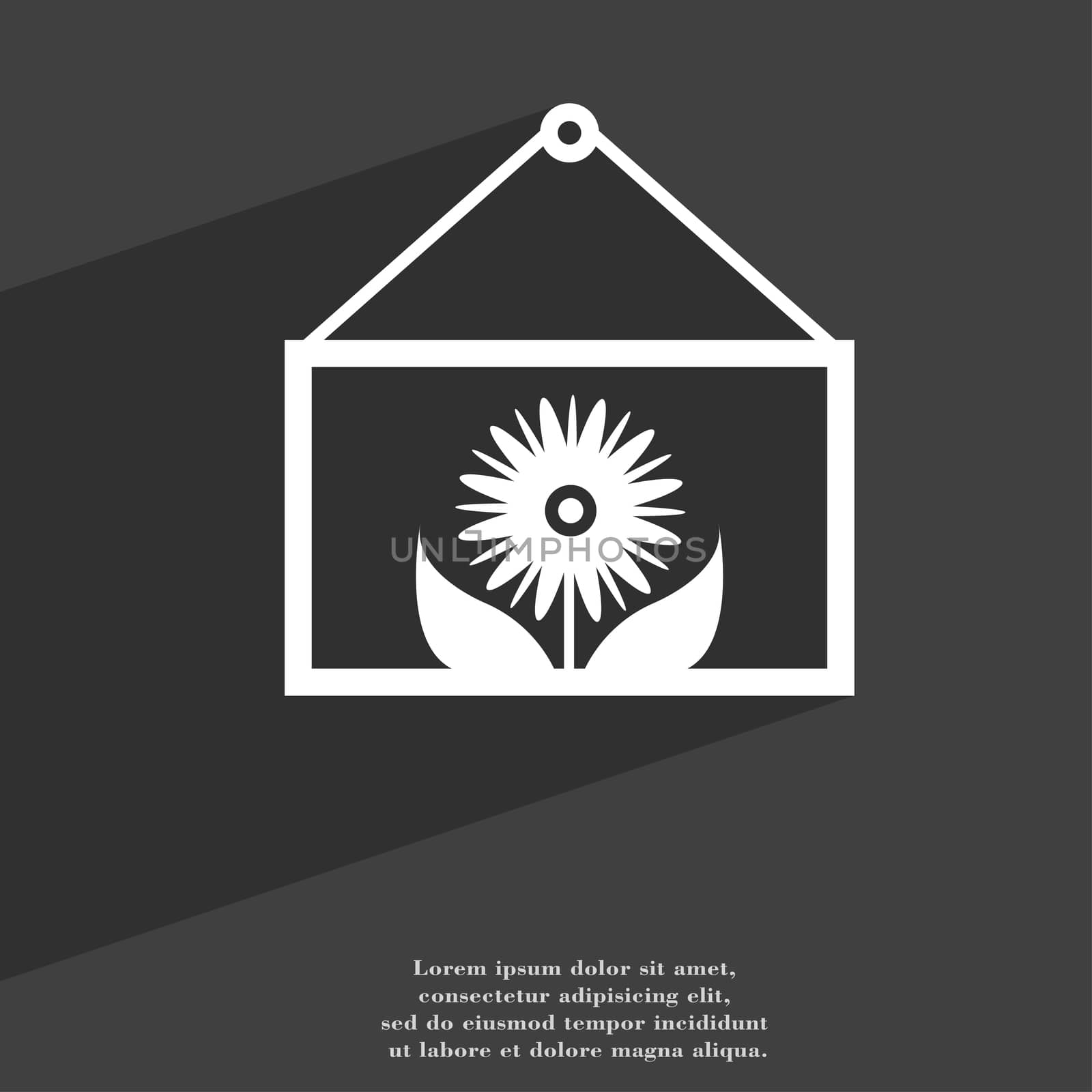 Frame with flower icon symbol Flat modern web design with long shadow and space for your text. illustration