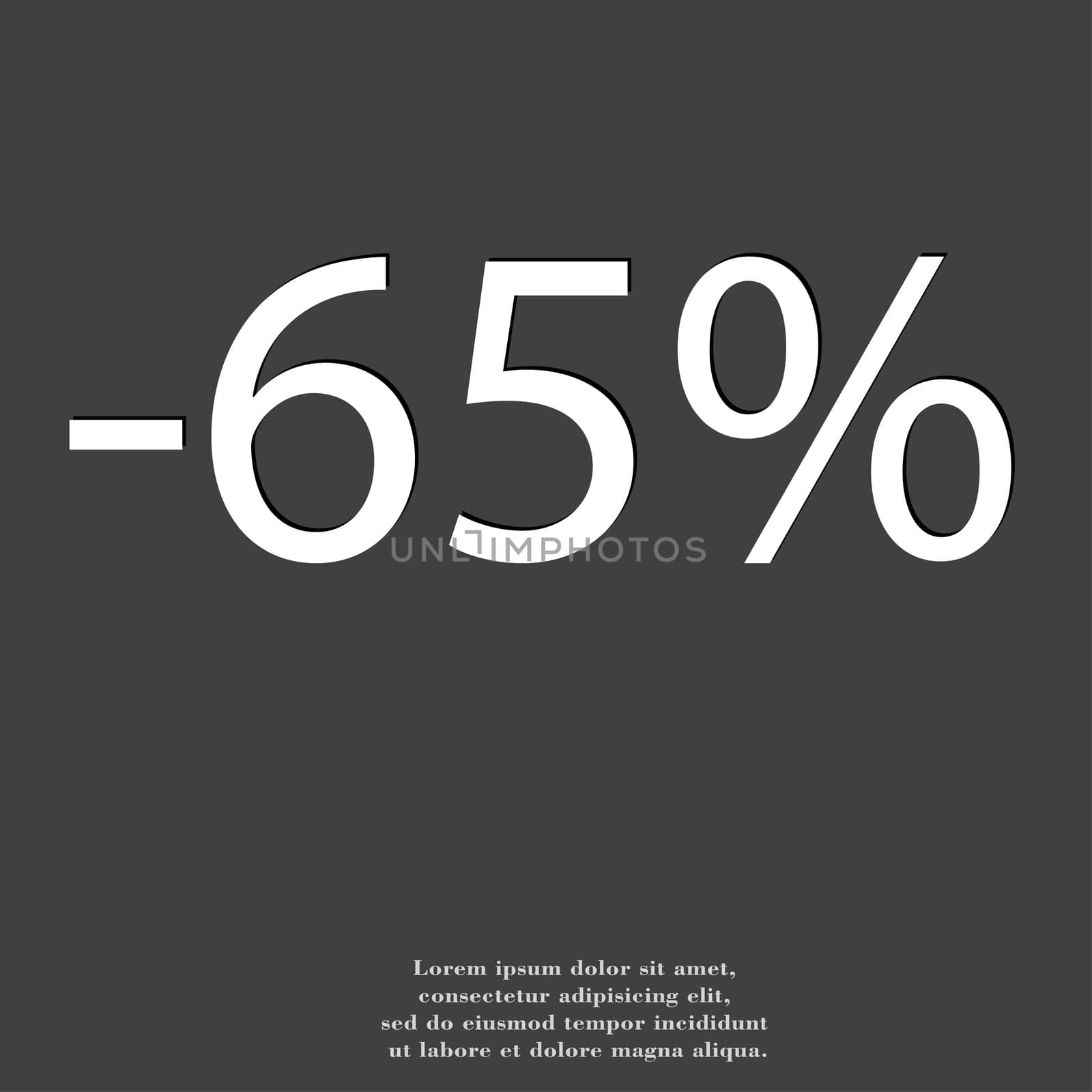65 percent discount icon symbol Flat modern web design with long shadow and space for your text. illustration