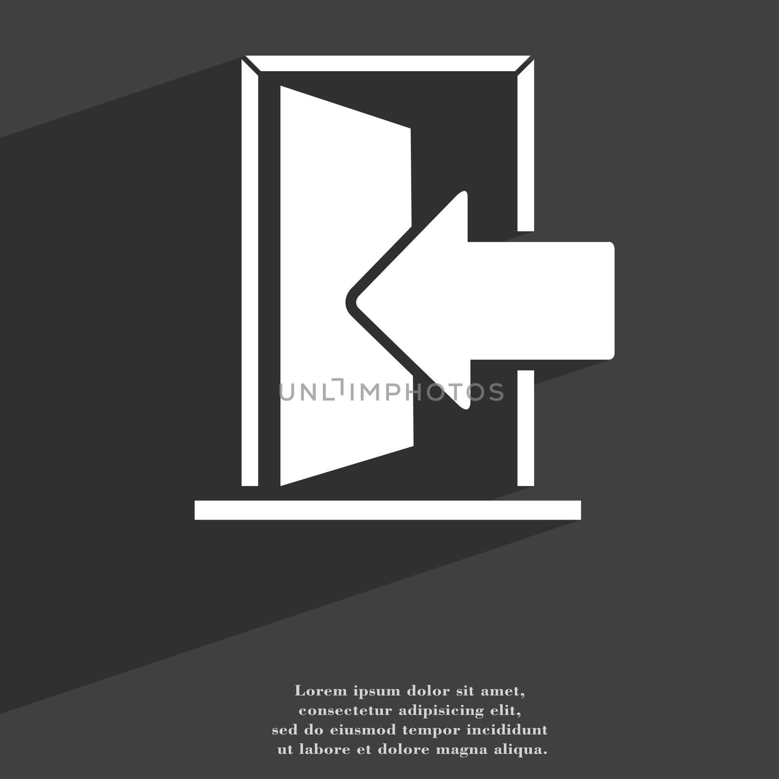 Door, Enter or exit icon symbol Flat modern web design with long shadow and space for your text. illustration