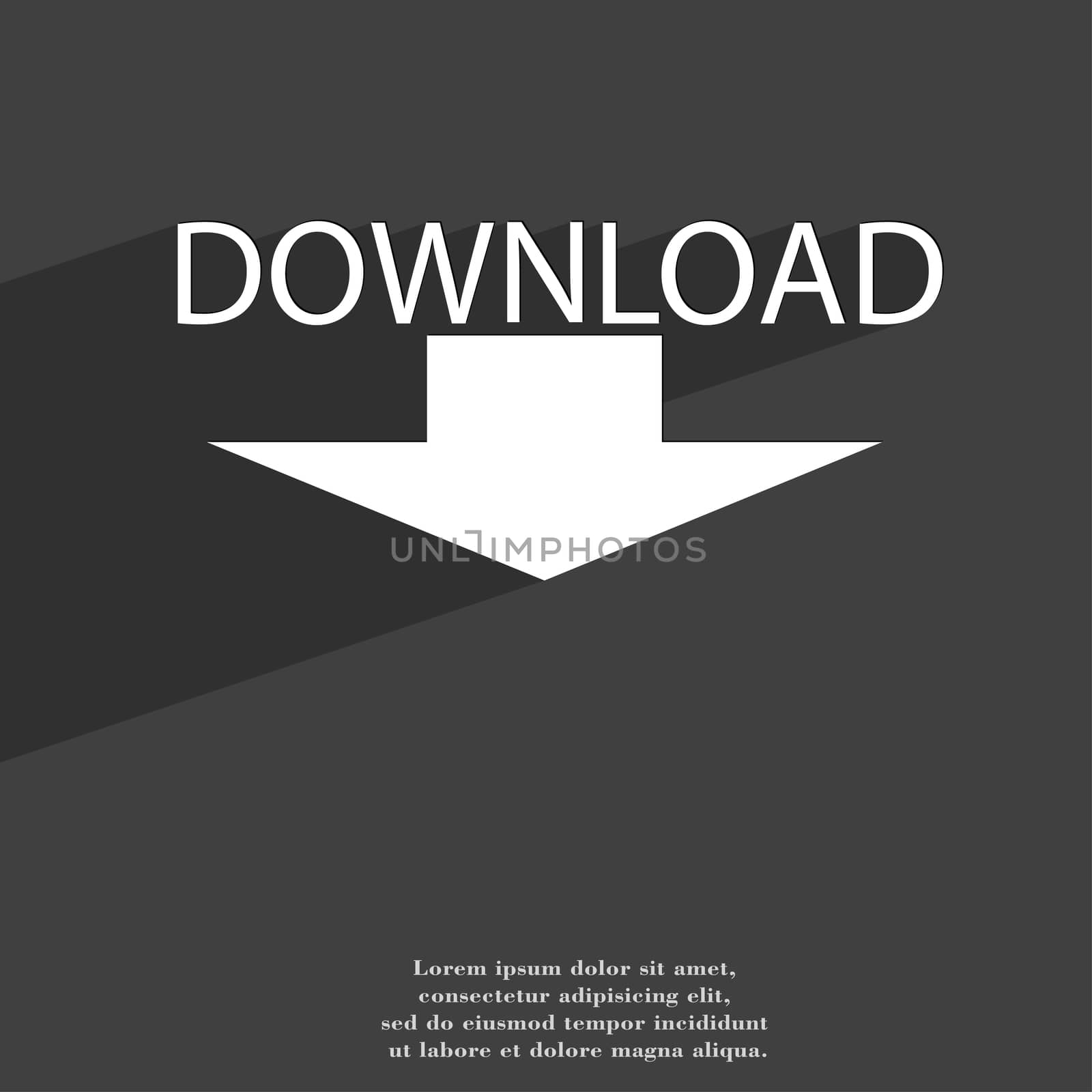 Download icon symbol Flat modern web design with long shadow and space for your text. illustration