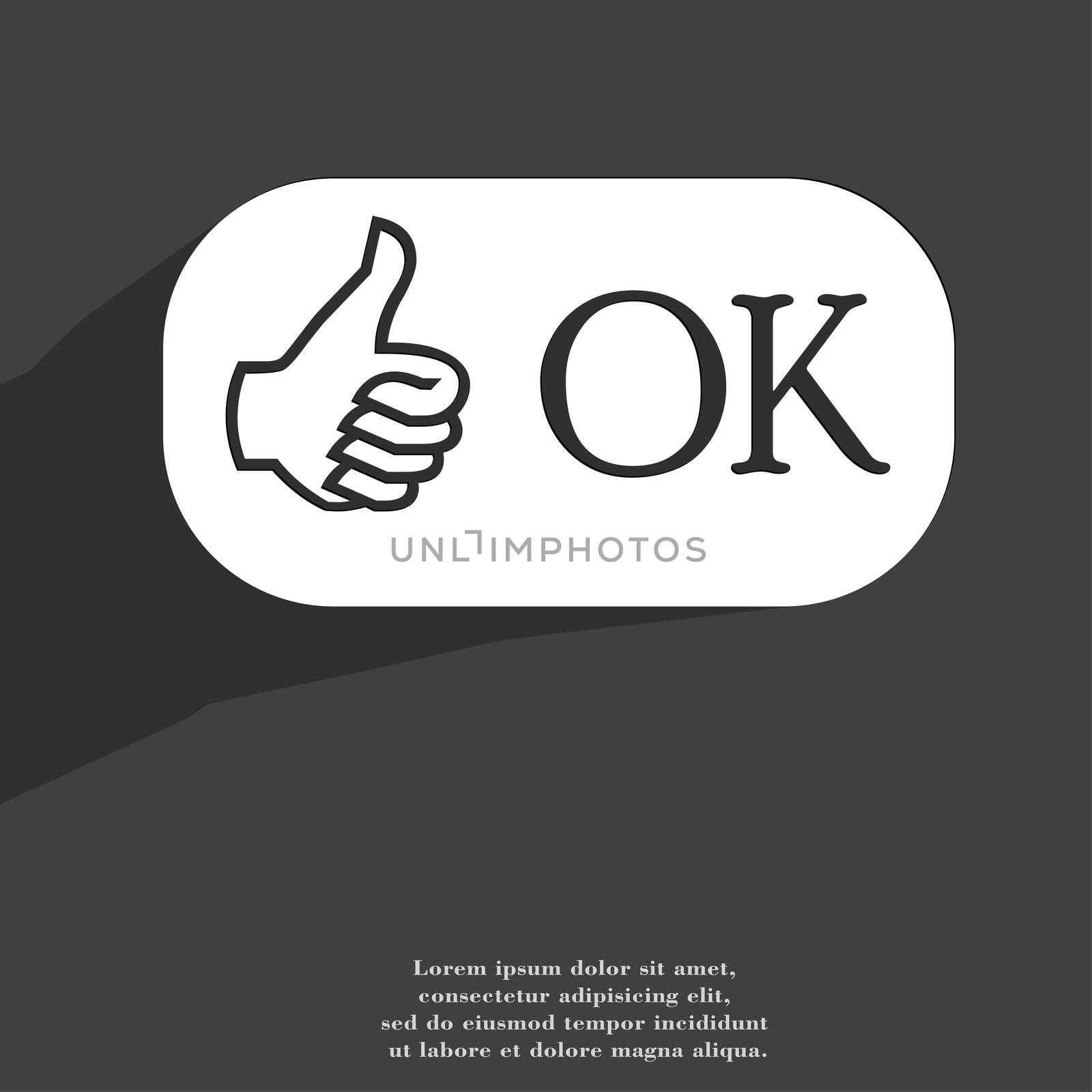 OK icon symbol Flat modern web design with long shadow and space for your text. illustration