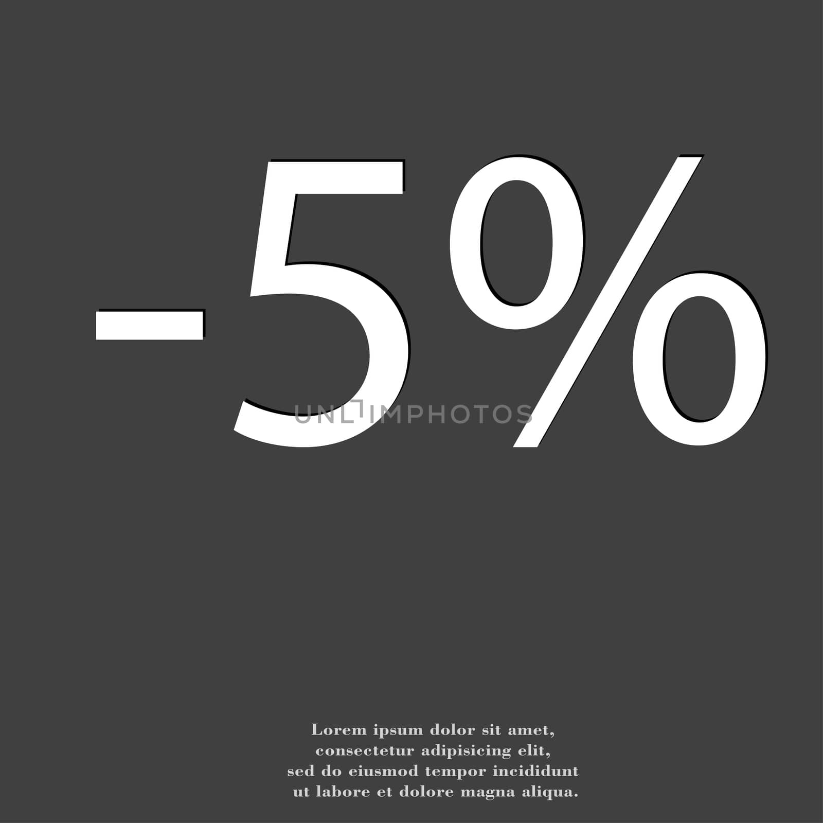 5 percent discount icon symbol Flat modern web design with long shadow and space for your text. illustration