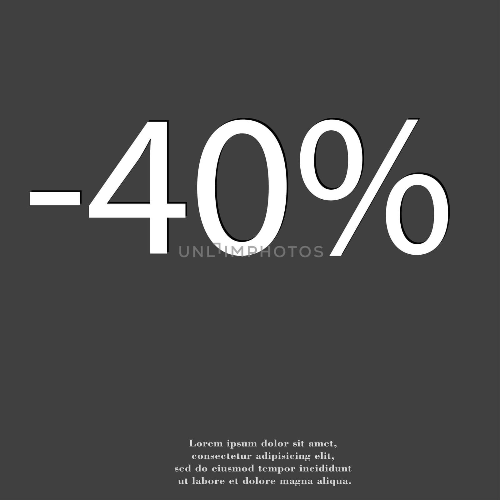 40 percent discount icon symbol Flat modern web design with long shadow and space for your text. illustration