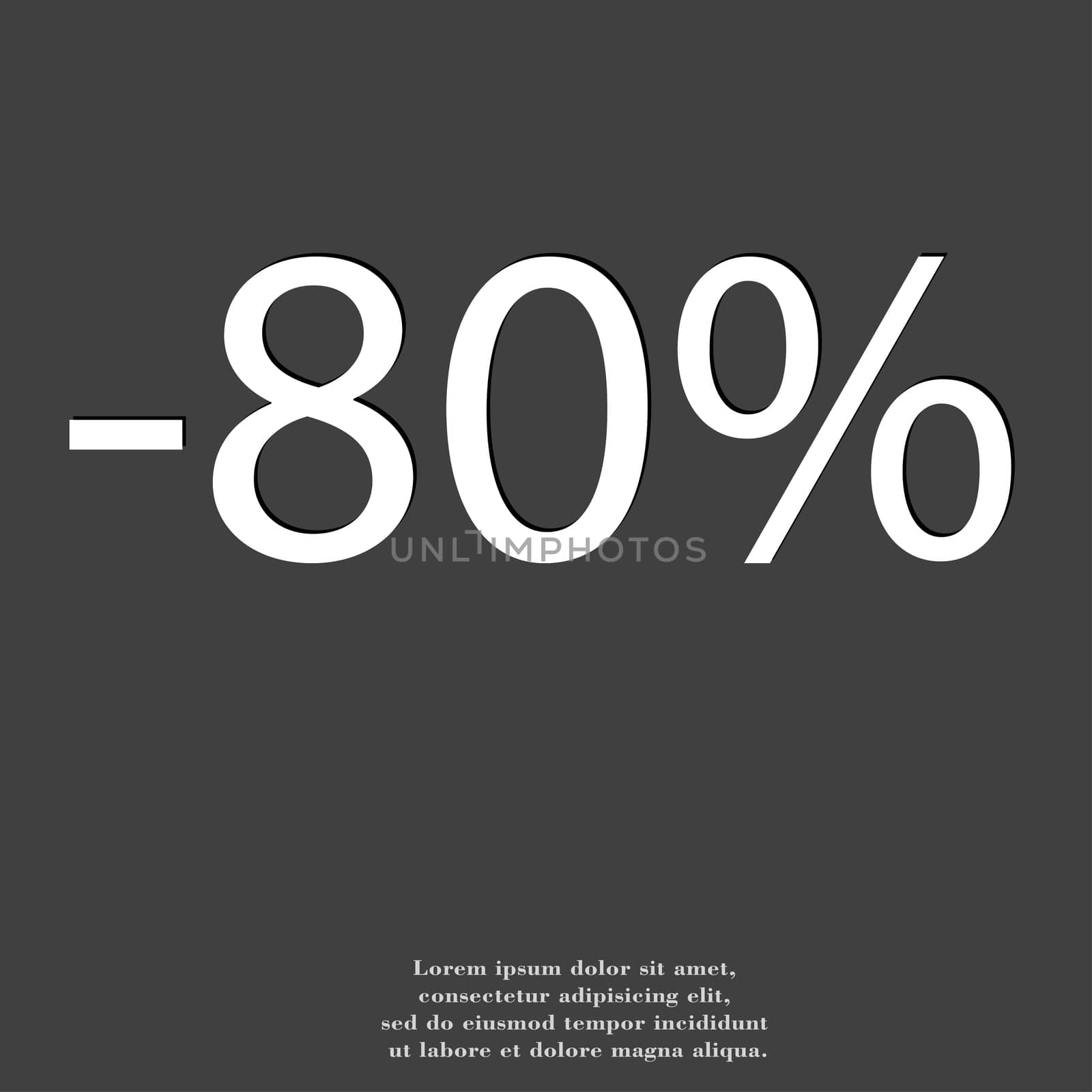 80 percent discount icon symbol Flat modern web design with long shadow and space for your text. illustration