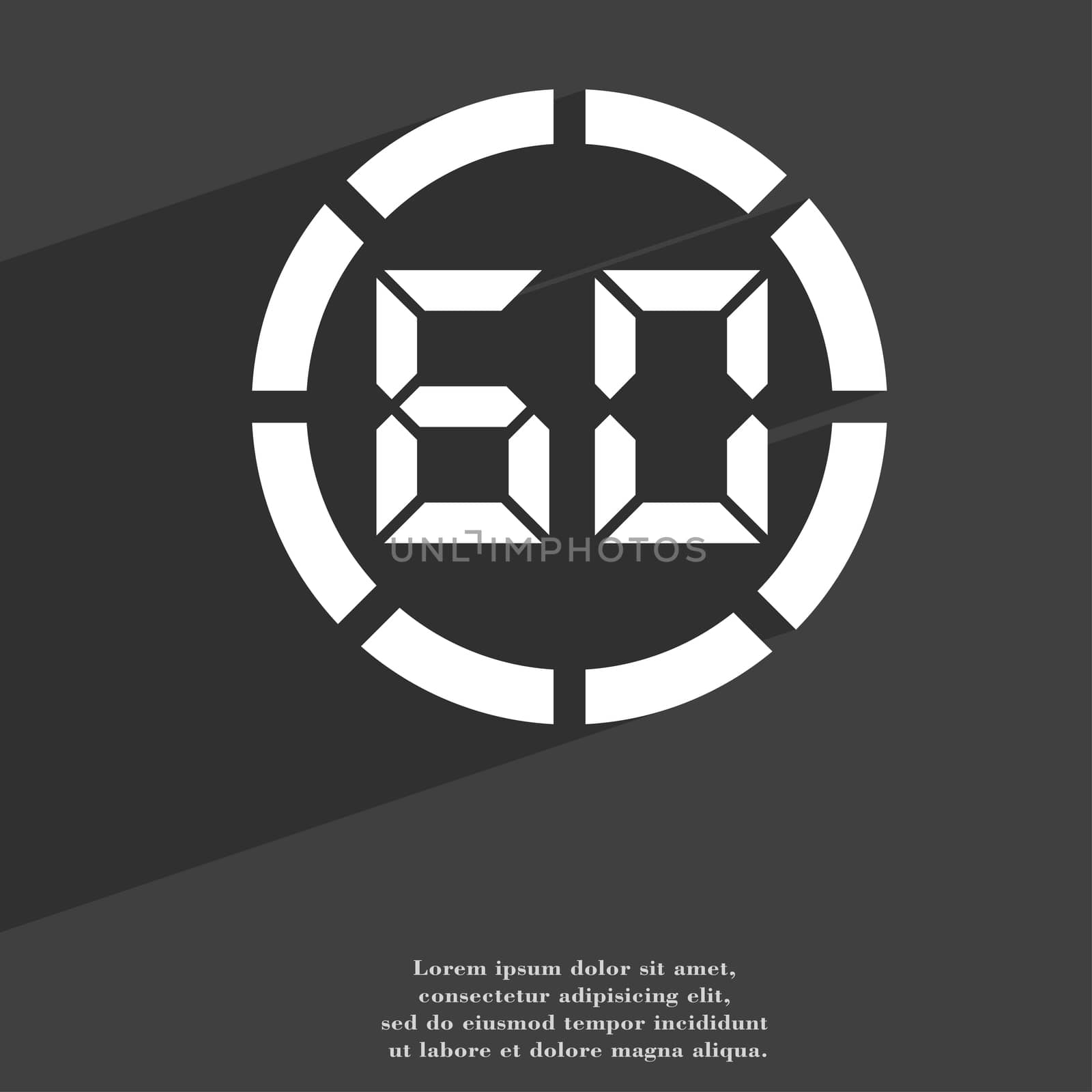 60 second stopwatch icon symbol Flat modern web design with long shadow and space for your text. illustration