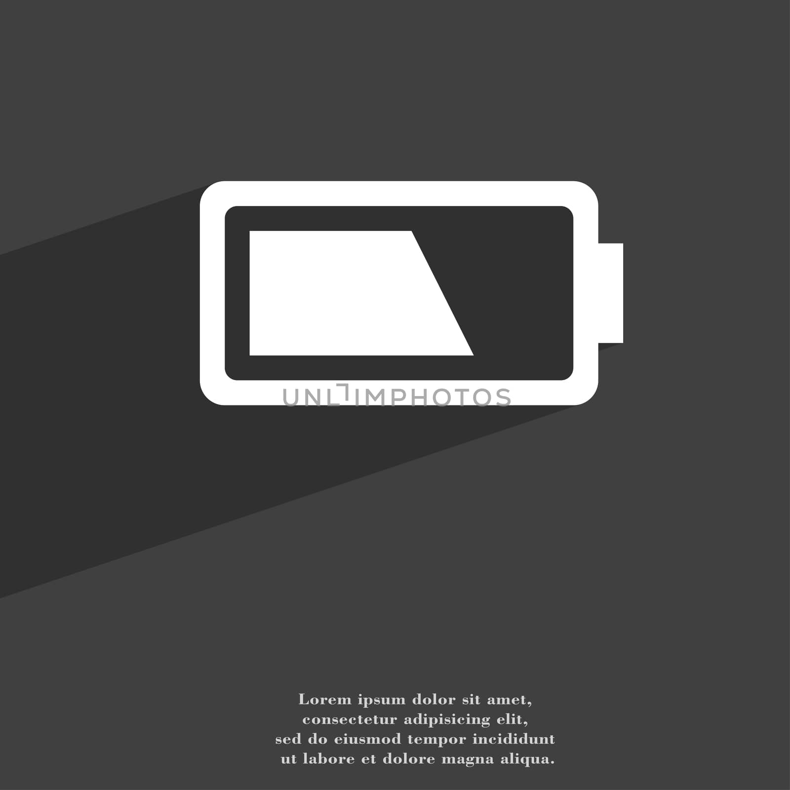 Battery half level icon symbol Flat modern web design with long shadow and space for your text. illustration