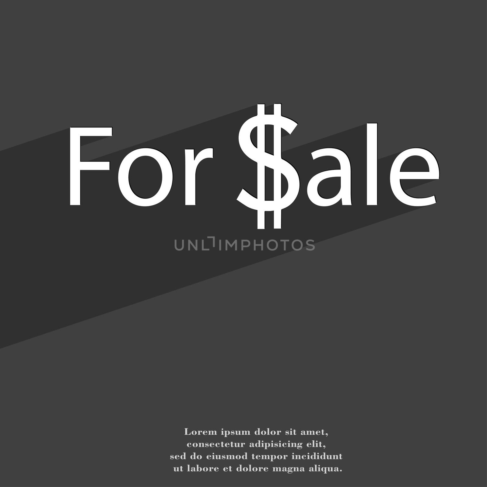 For sale icon symbol Flat modern web design with long shadow and space for your text. illustration