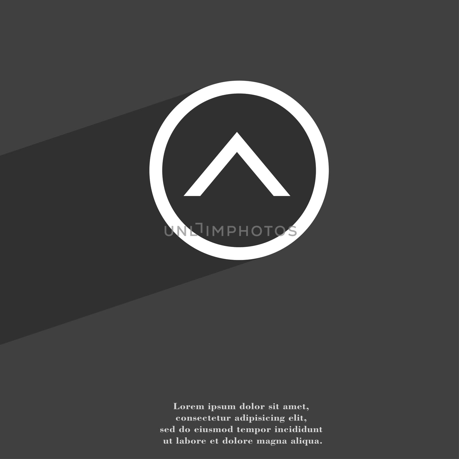 Direction arrow up icon symbol Flat modern web design with long shadow and space for your text.  by serhii_lohvyniuk