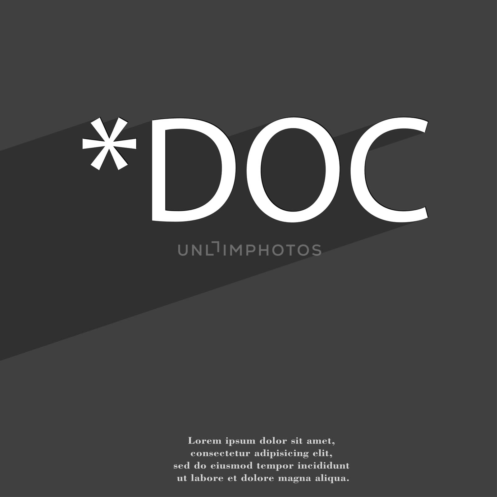 Doc file extension icon symbol Flat modern web design with long shadow and space for your text. illustration