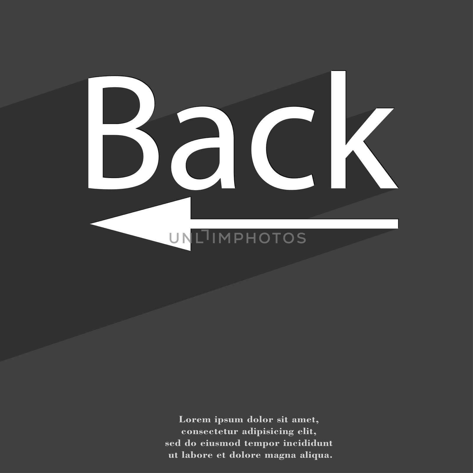 Back Arrow icon symbol Flat modern web design with long shadow and space for your text. illustration