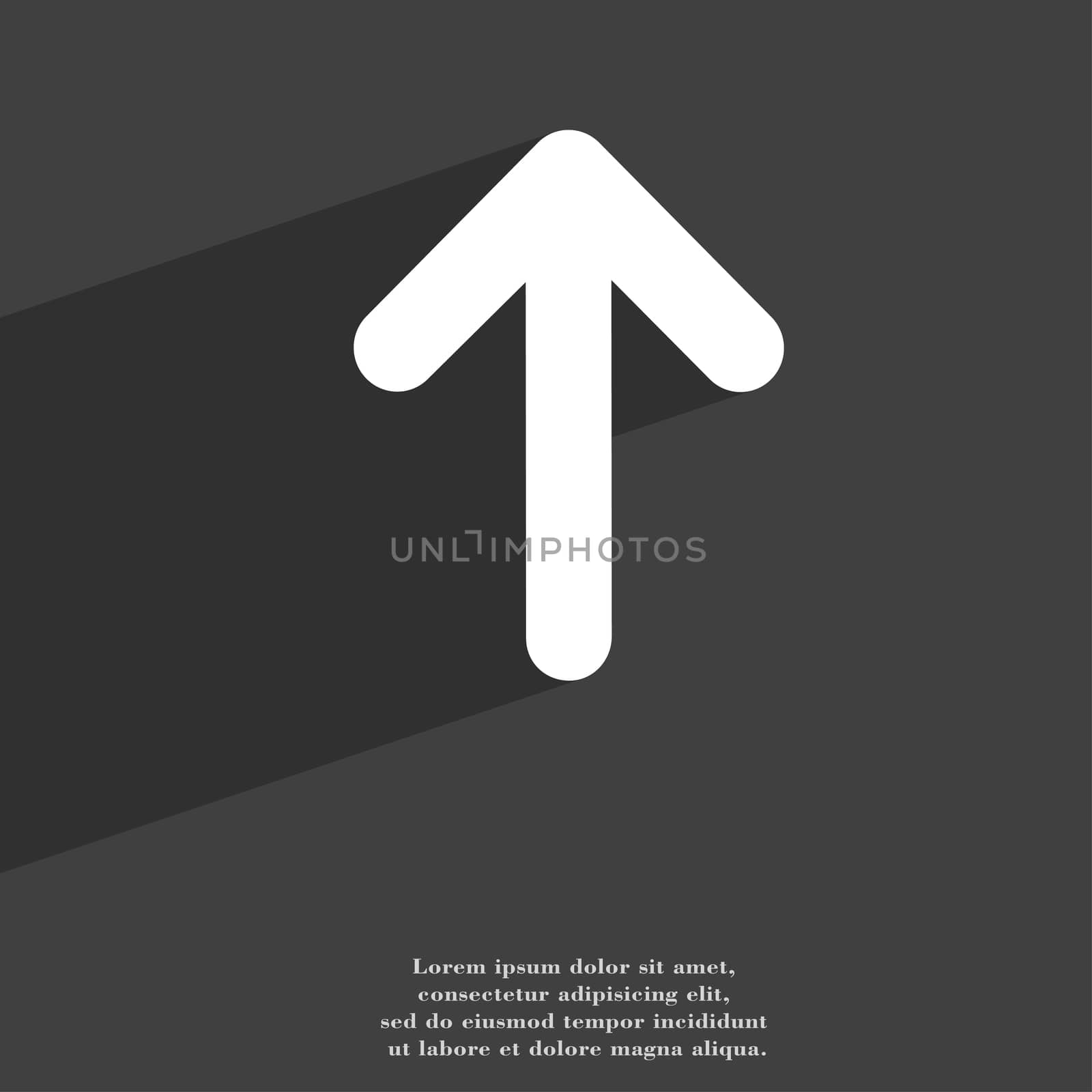 Arrow up, This side up icon symbol Flat modern web design with long shadow and space for your text. illustration