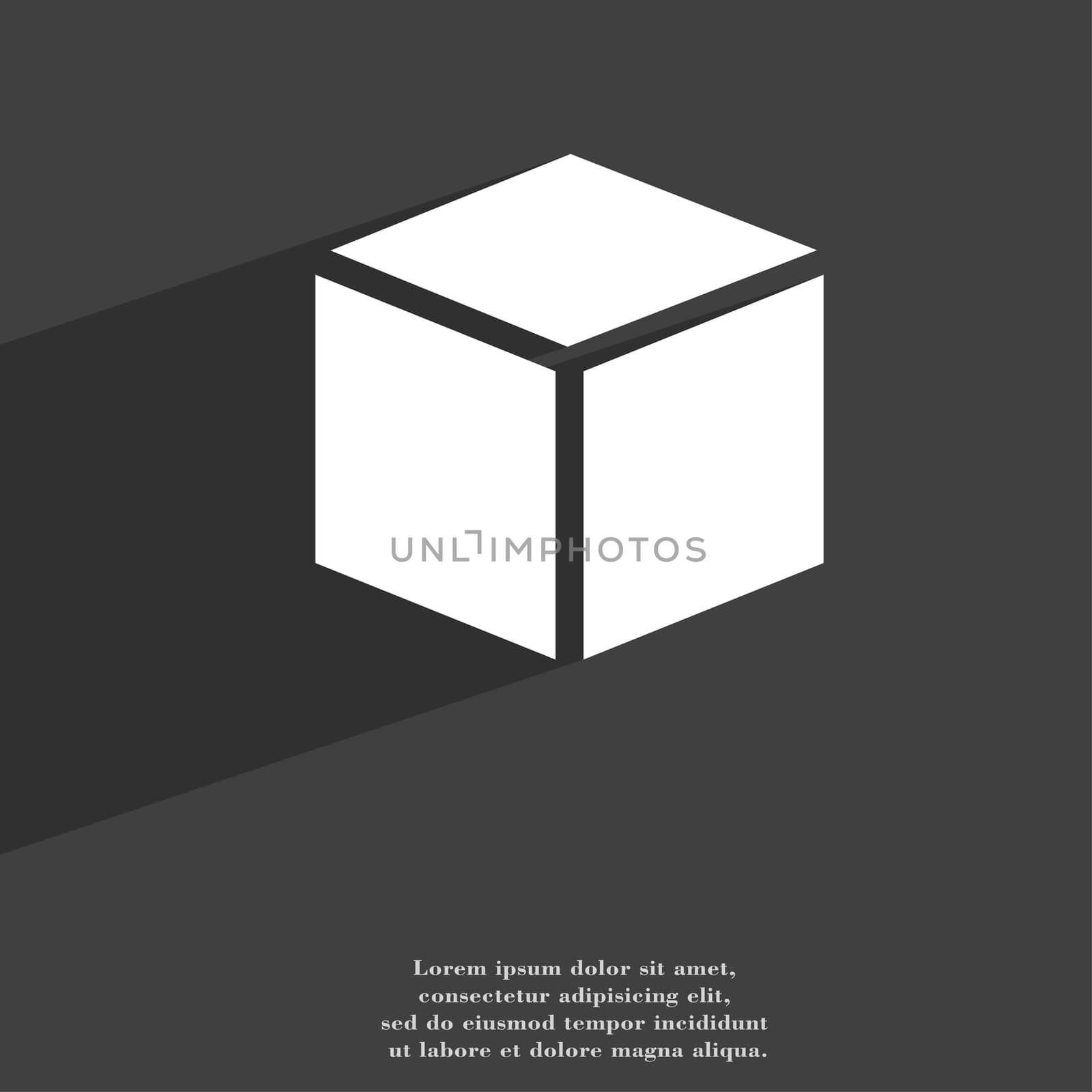 3d cube icon symbol Flat modern web design with long shadow and space for your text. illustration