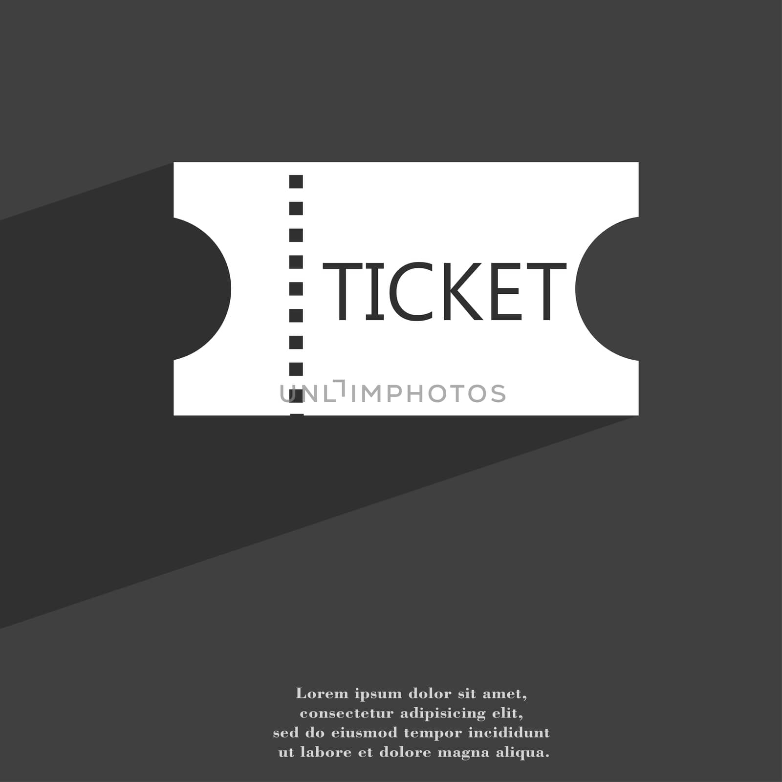 ticket icon symbol Flat modern web design with long shadow and space for your text. illustration