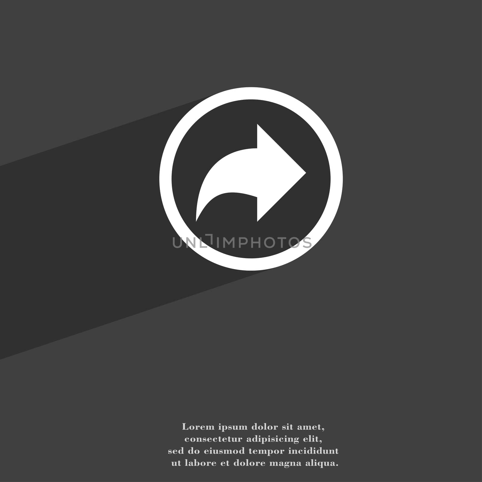 Arrow right, Next icon symbol Flat modern web design with long shadow and space for your text. illustration