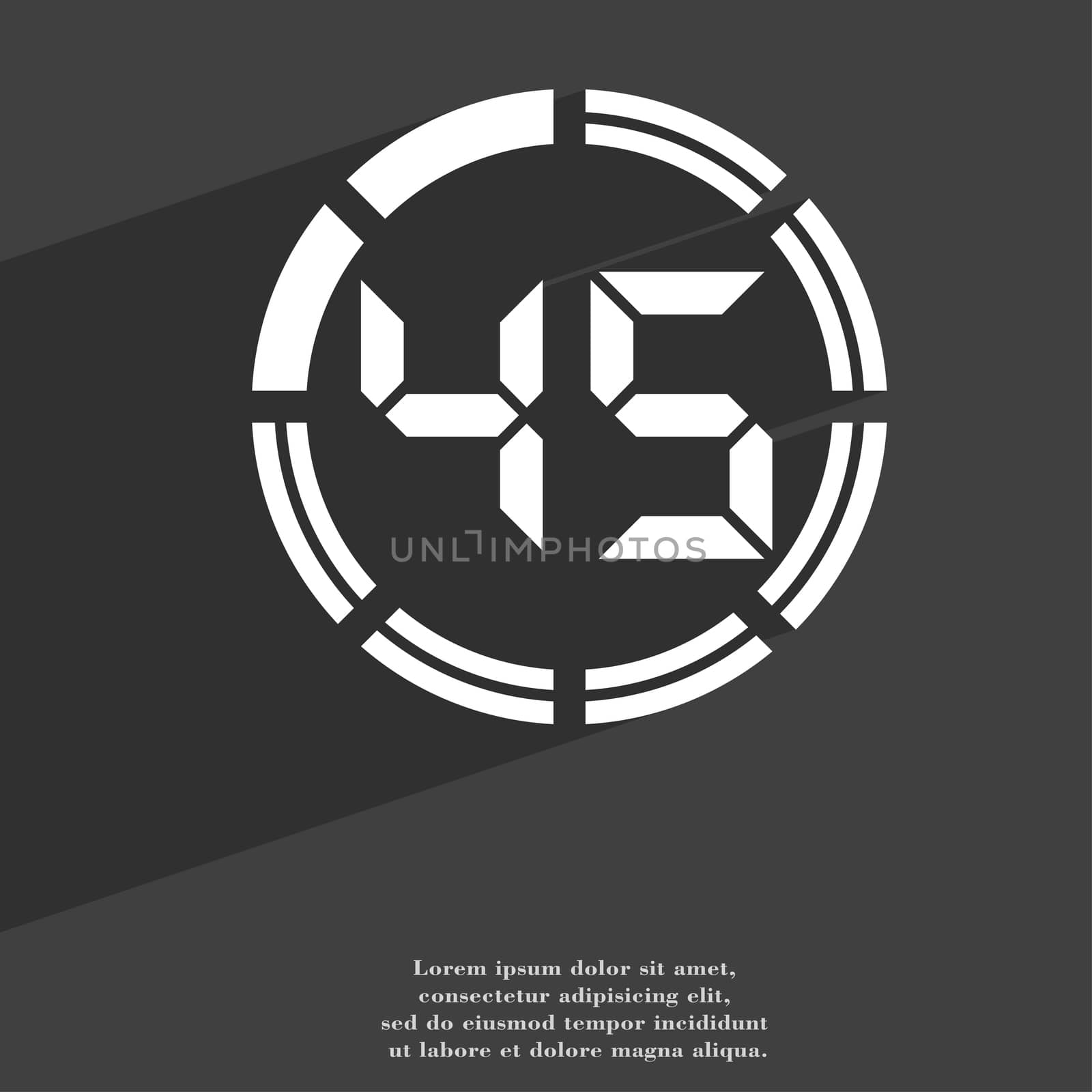 45 second stopwatch icon symbol Flat modern web design with long shadow and space for your text. illustration