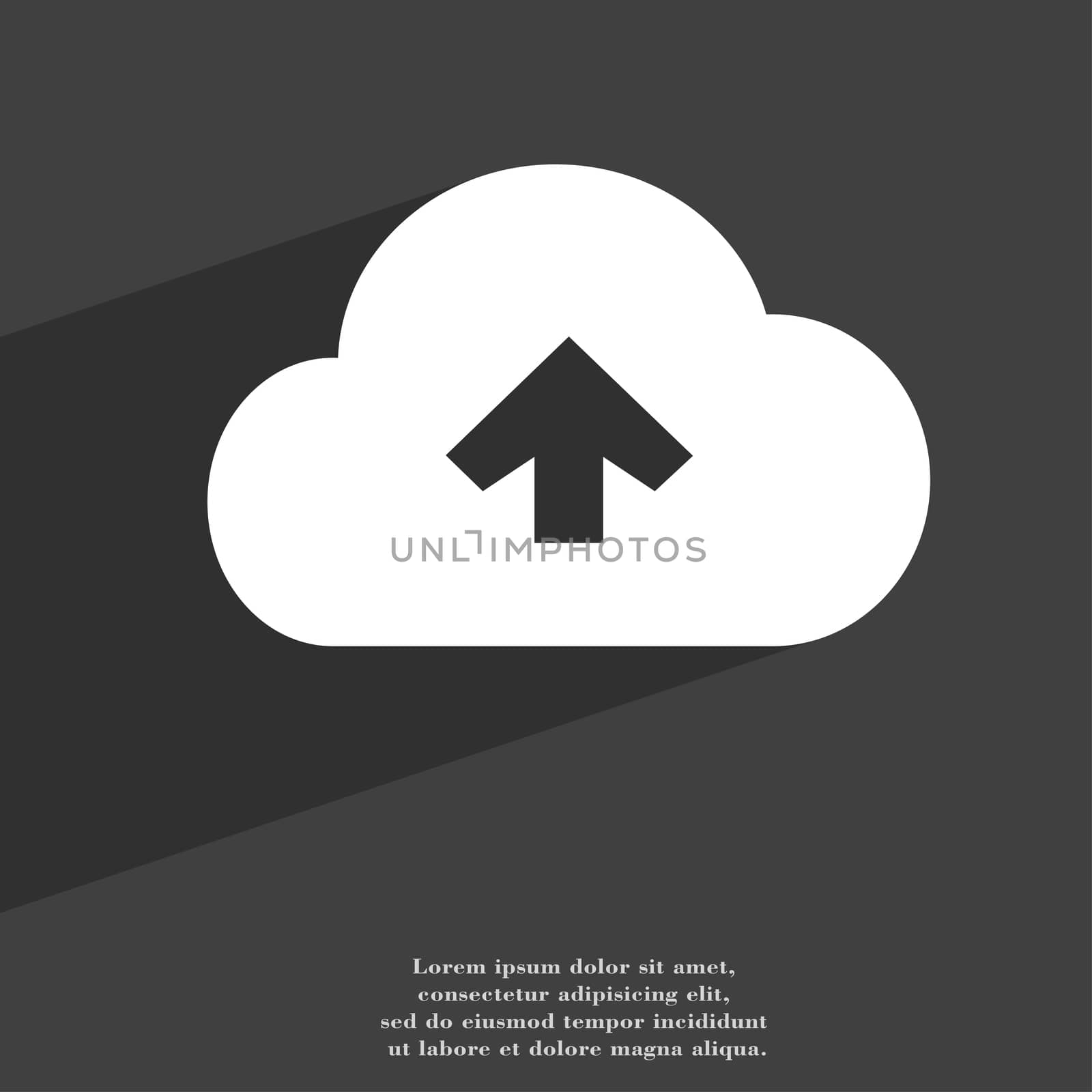 Upload from cloud icon symbol Flat modern web design with long shadow and space for your text. illustration