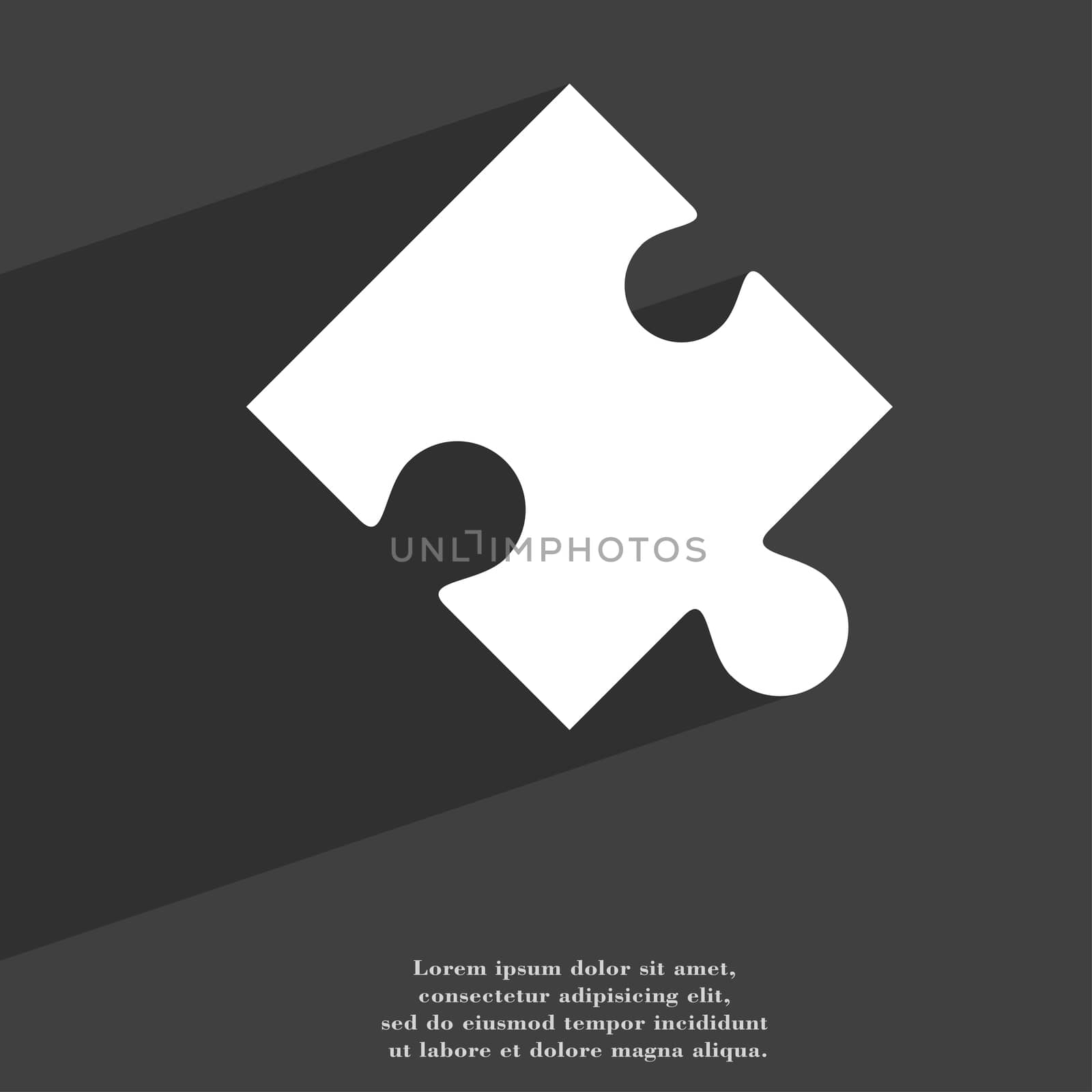 Puzzle piece icon symbol Flat modern web design with long shadow and space for your text. illustration