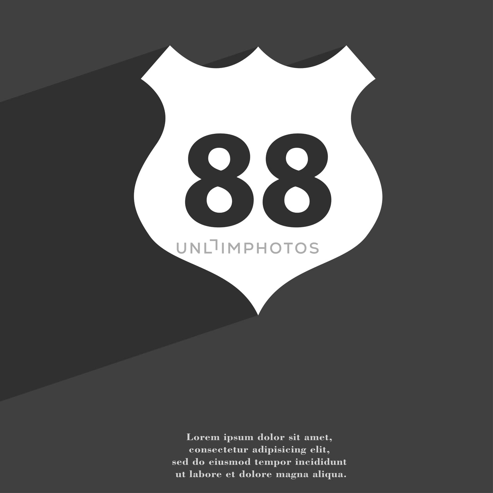 Route 88 highway icon symbol Flat modern web design with long shadow and space for your text.  by serhii_lohvyniuk