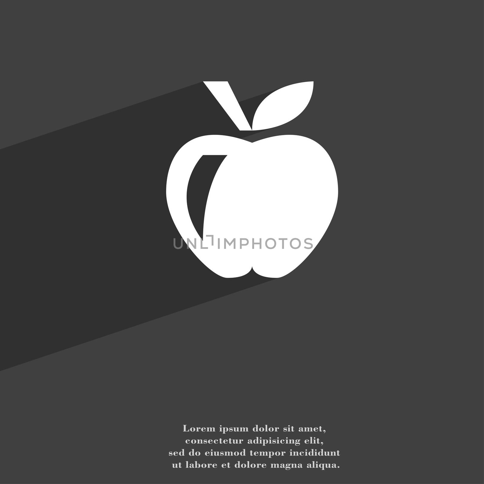 Apple icon symbol Flat modern web design with long shadow and space for your text. illustration