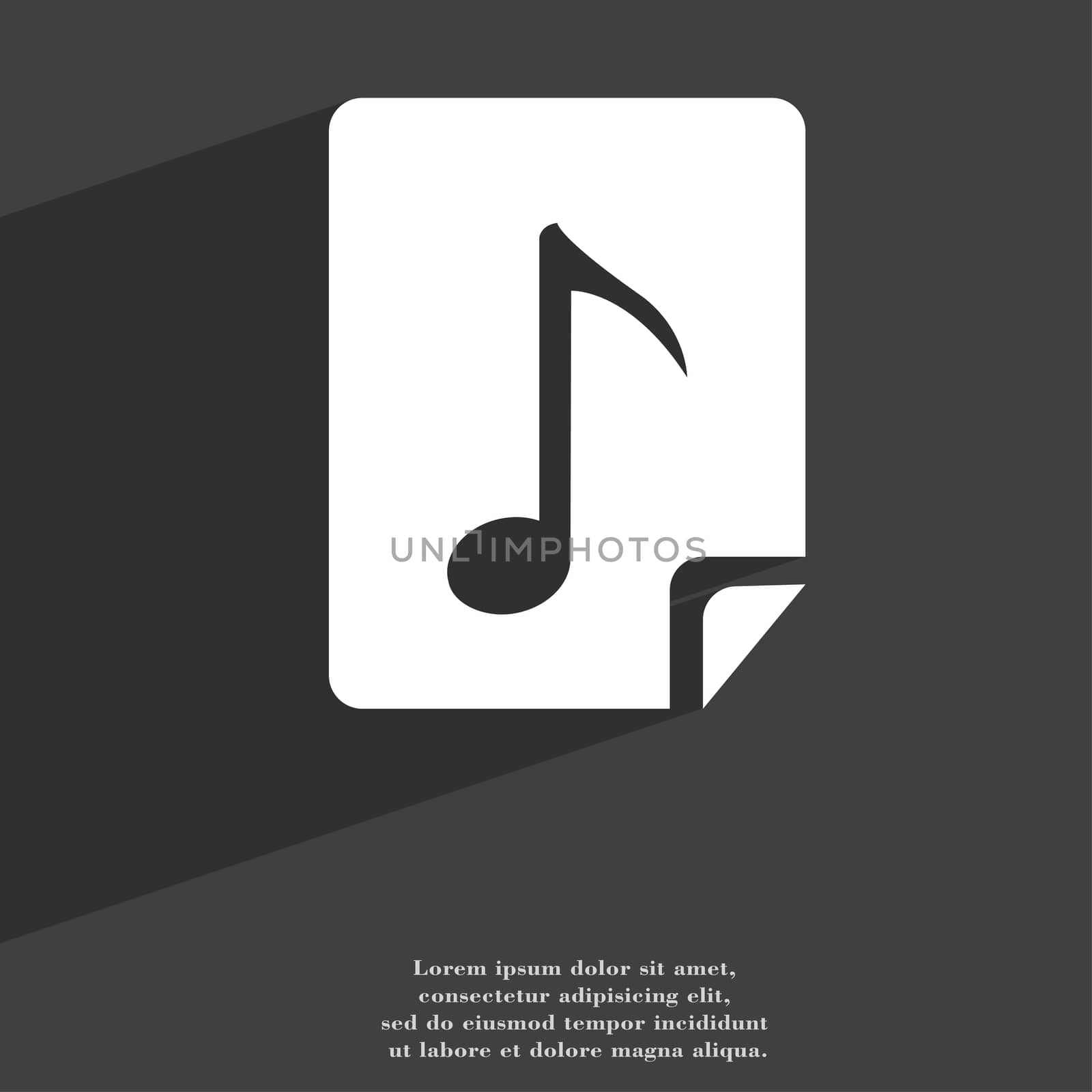 Audio, MP3 file icon symbol Flat modern web design with long shadow and space for your text. illustration