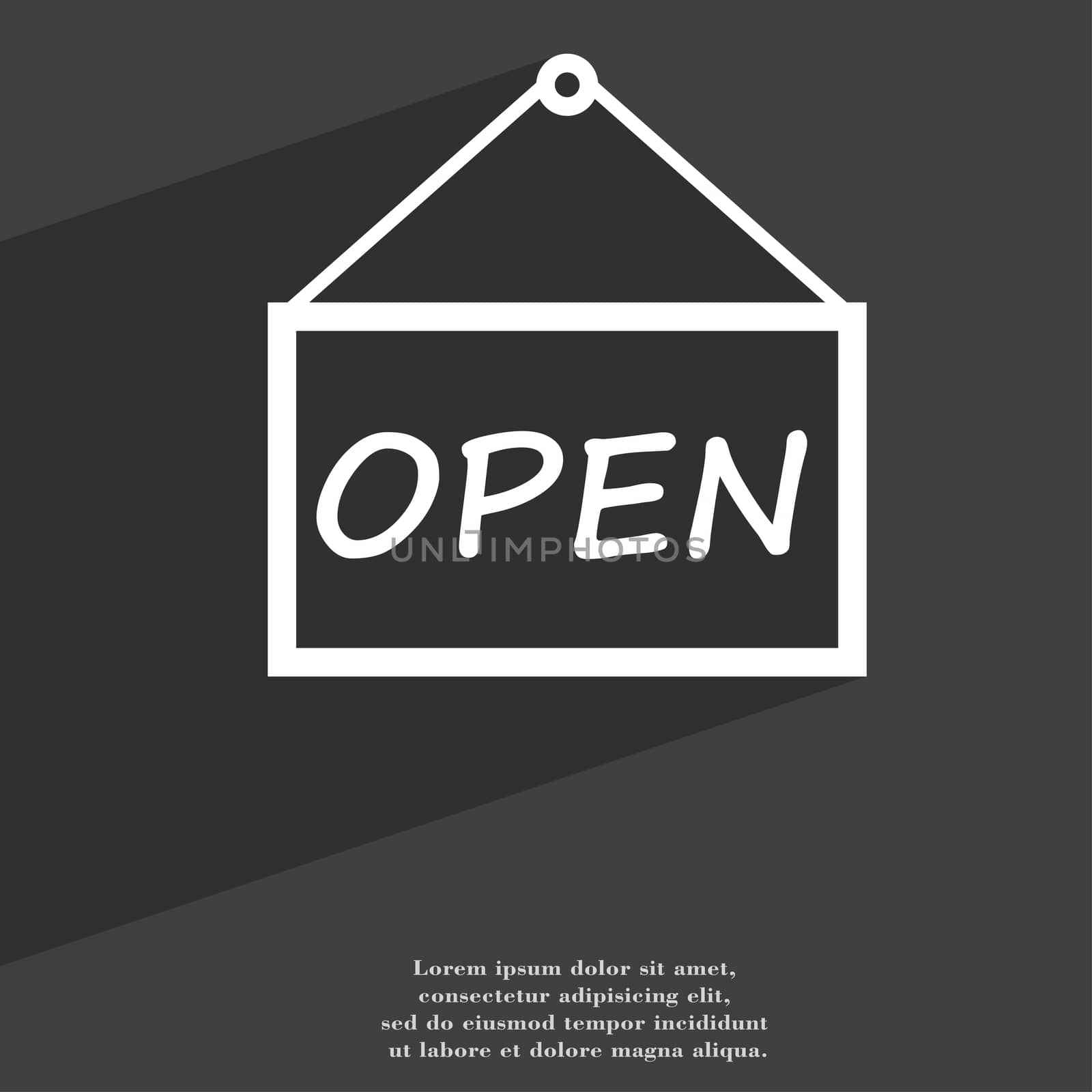 open icon symbol Flat modern web design with long shadow and space for your text. illustration
