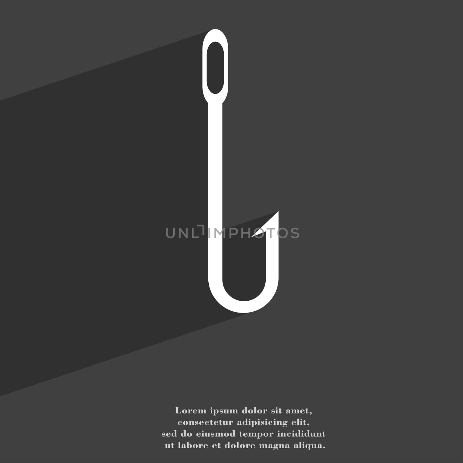 Fishing hook icon symbol Flat modern web design with long shadow and space for your text. illustration